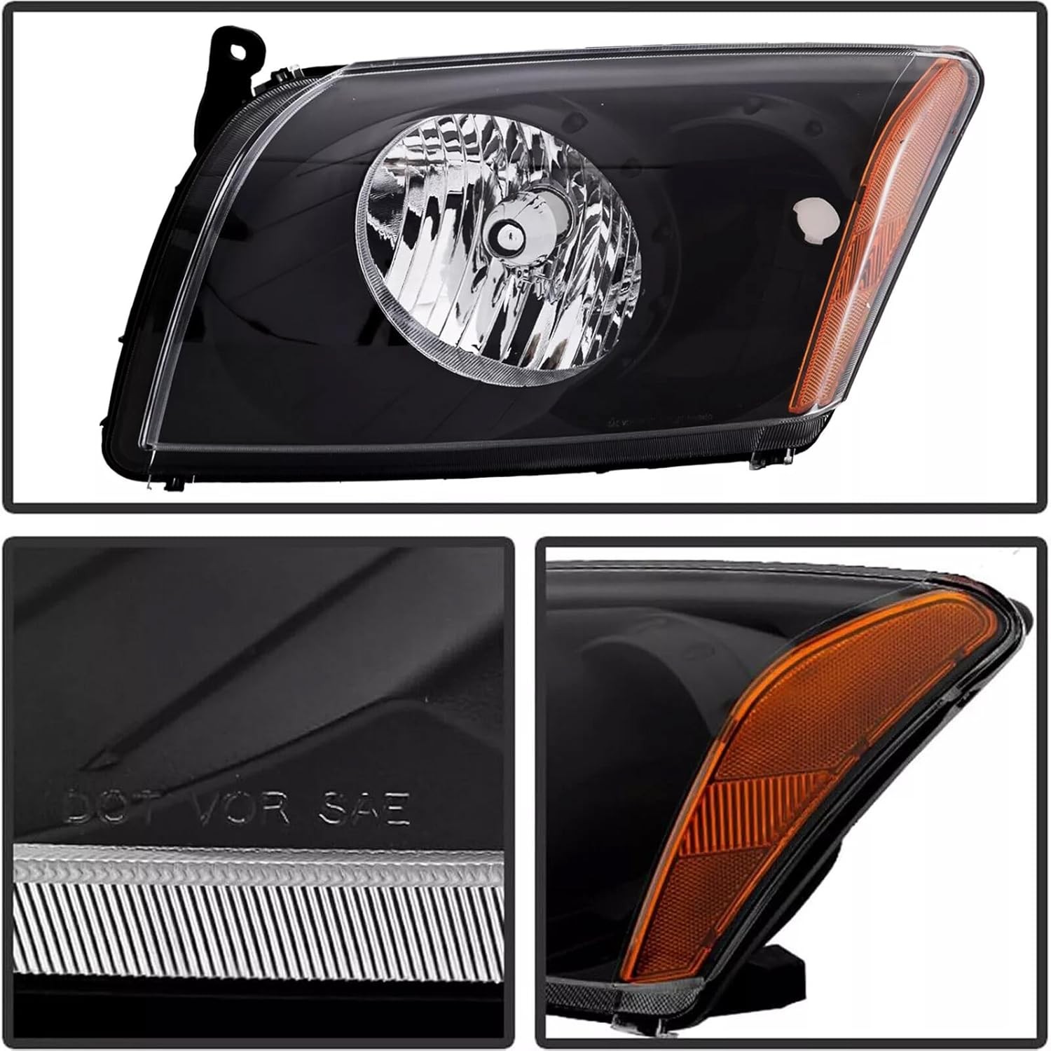 07-12 Caliber SXT Headlight Set Black Housing