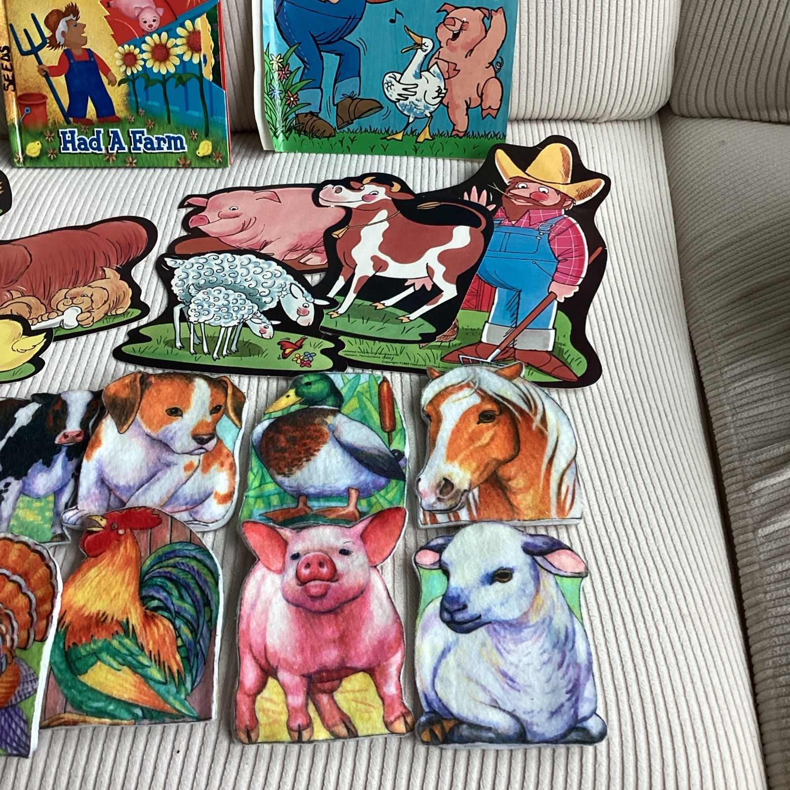 Vtg Old Macdonald Had A Farm Felt Board Story Figures Animals Educational Music