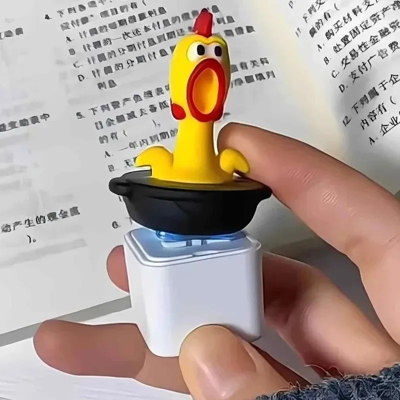 Funny Screaming Chicken Keychain Sound Light Press Button Fidget Toy Gift