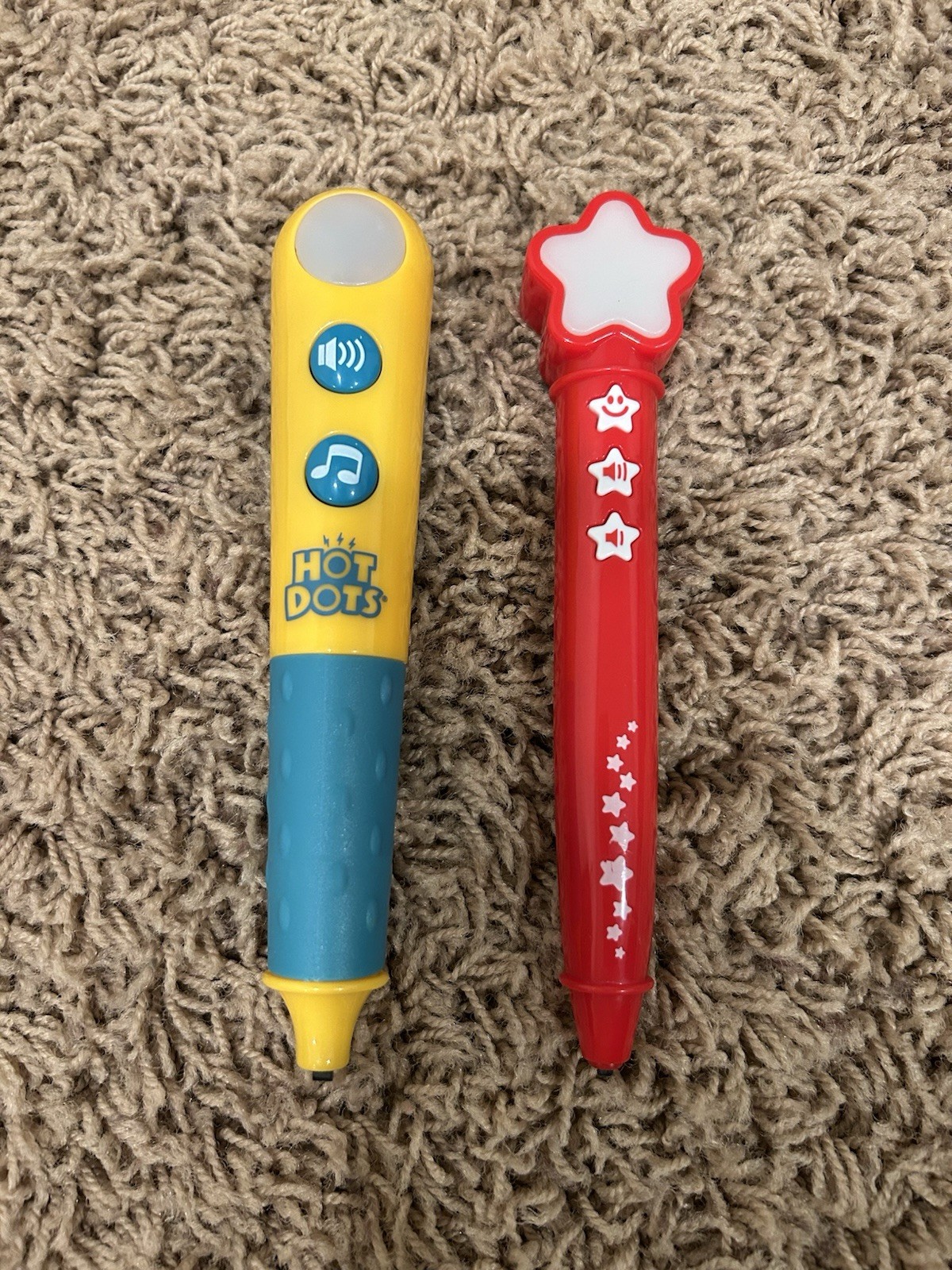 TWO Hot Dots Pen Interactive Lights Sounds Accessory Educational Yellow Red**