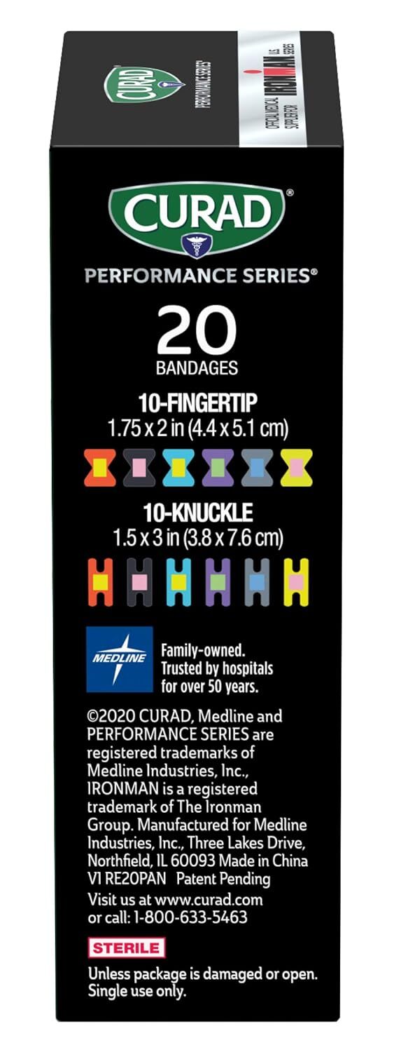 CURAD Performance Series IRONMAN Antibacterial Bandages, Extreme Hold Adhesive