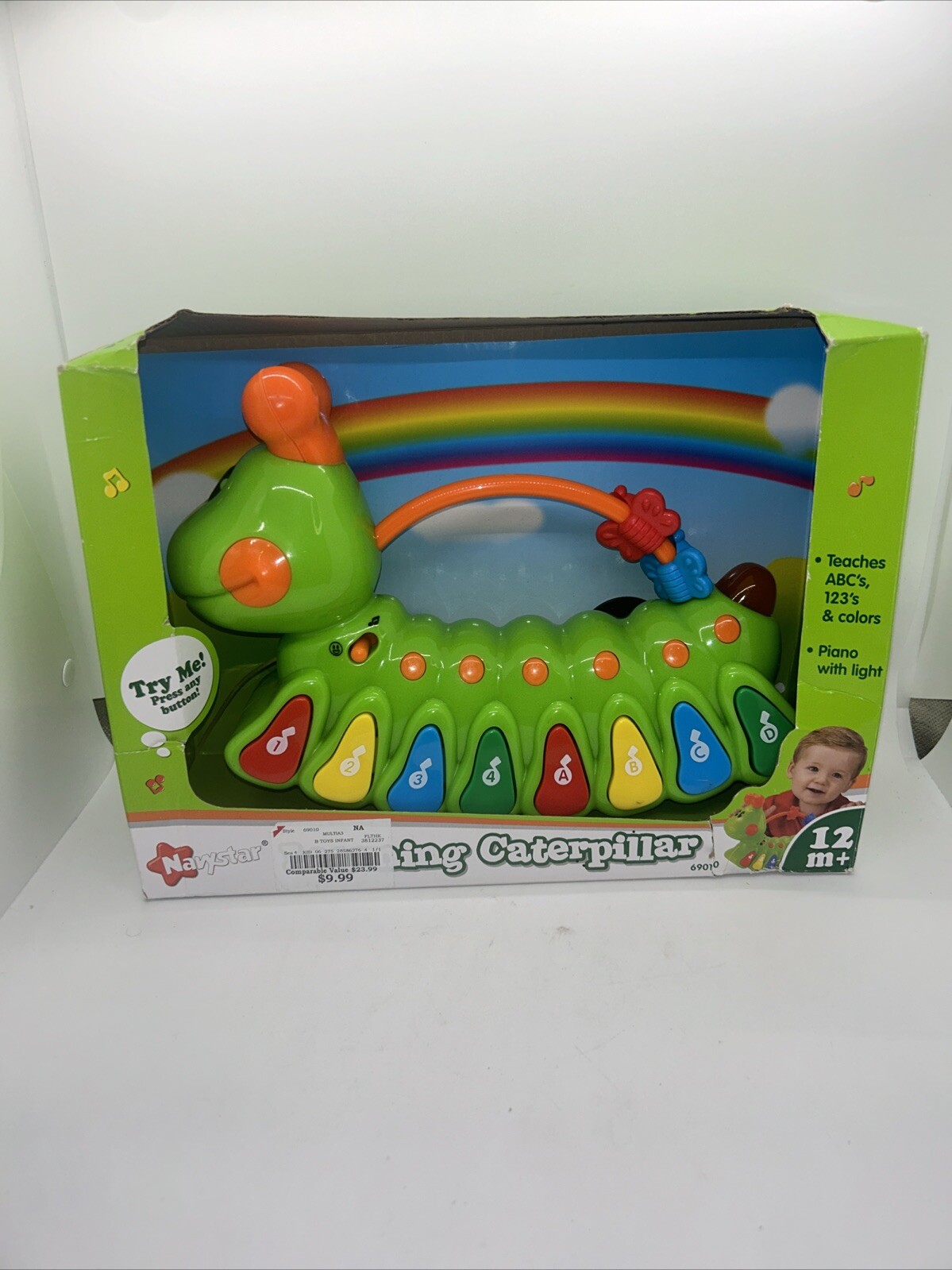 NEW IN BOX Learning Caterpillar By Navystar 12+ Months ABCs 123s PIANO WITH LIGH