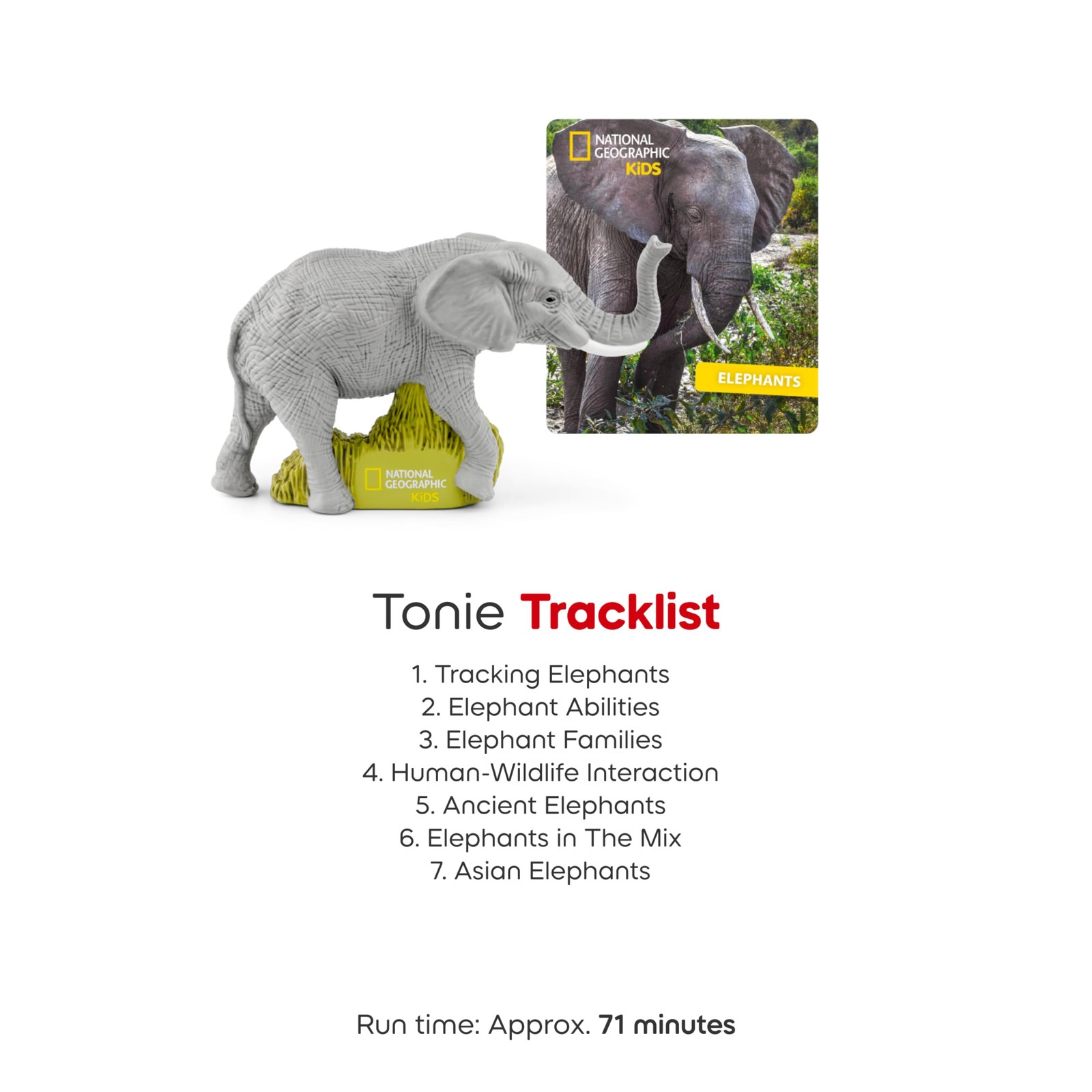 Tonies National Geographic Kids Elephant Audio Toy 7.875 inches, Multicolored