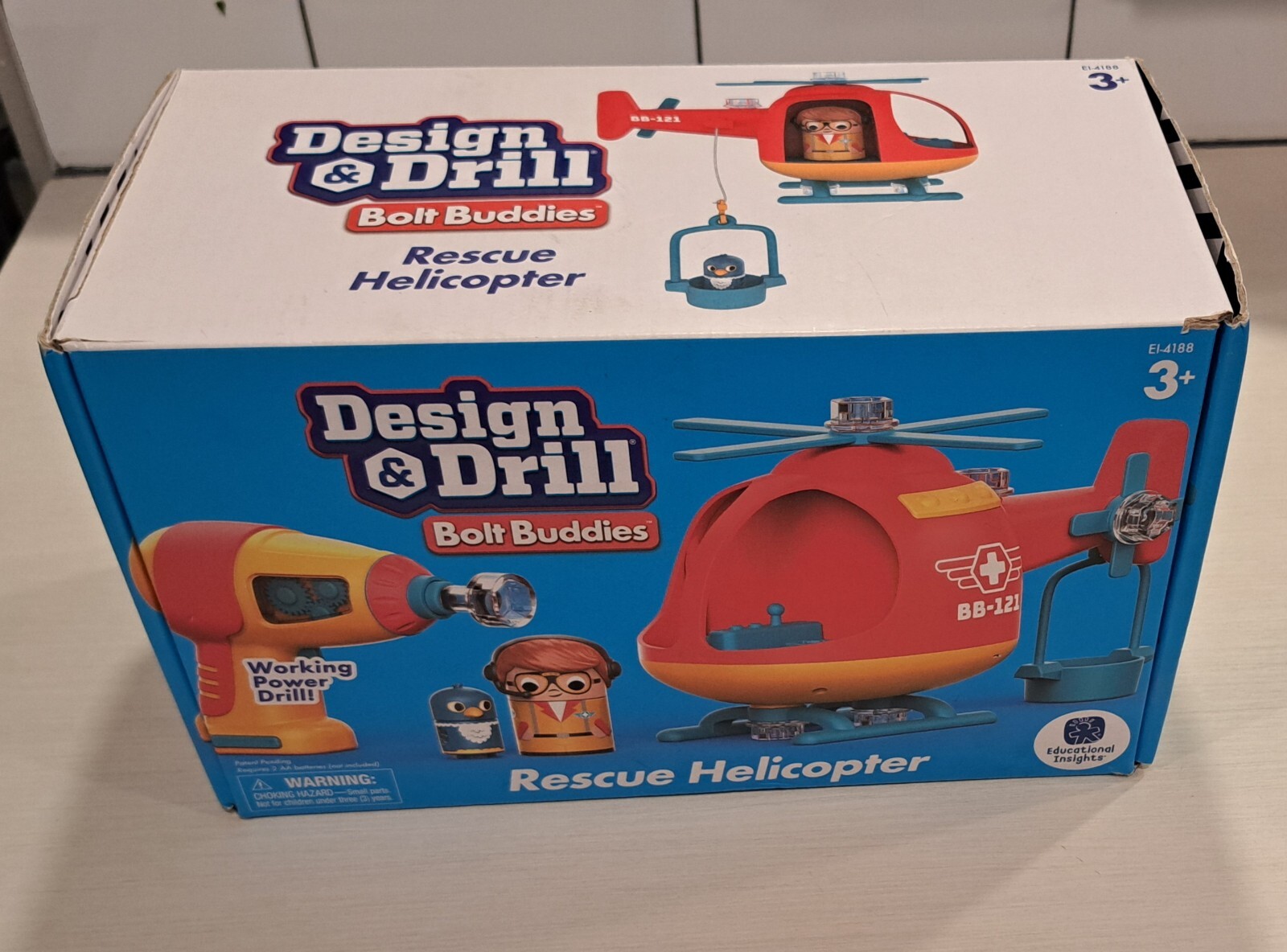 Educational Insights Design & Drill Bolt Buddies Rescue Helicopter Toy Set