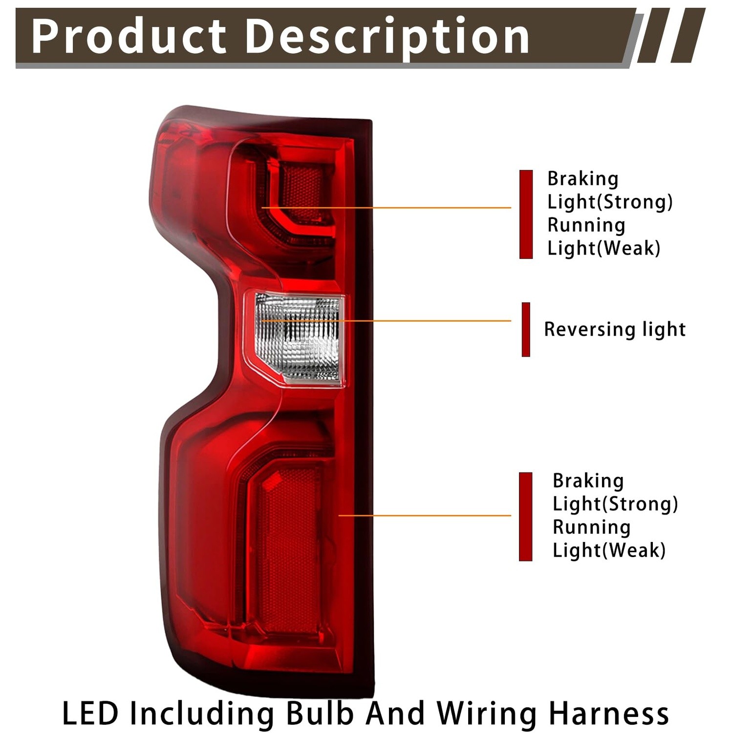 Left LED Tail Lamp for Chevy Silverado 2019-2023