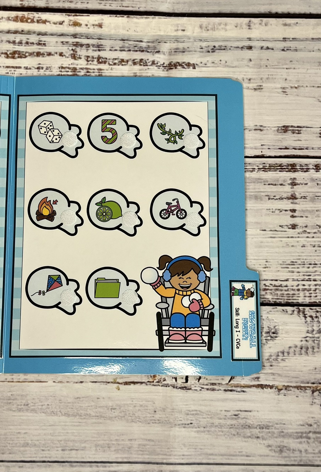 Snowball Fight Long I CVCe Winter File Folder Game Literacy Center Phonics First