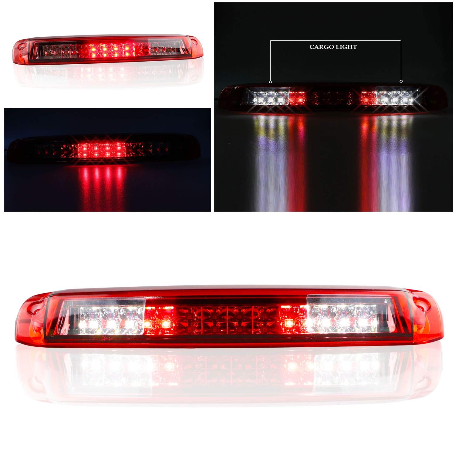 Chevy Silverado GMC Sierra Third Brake Light Chrome Red Lens 3rd Brake Light