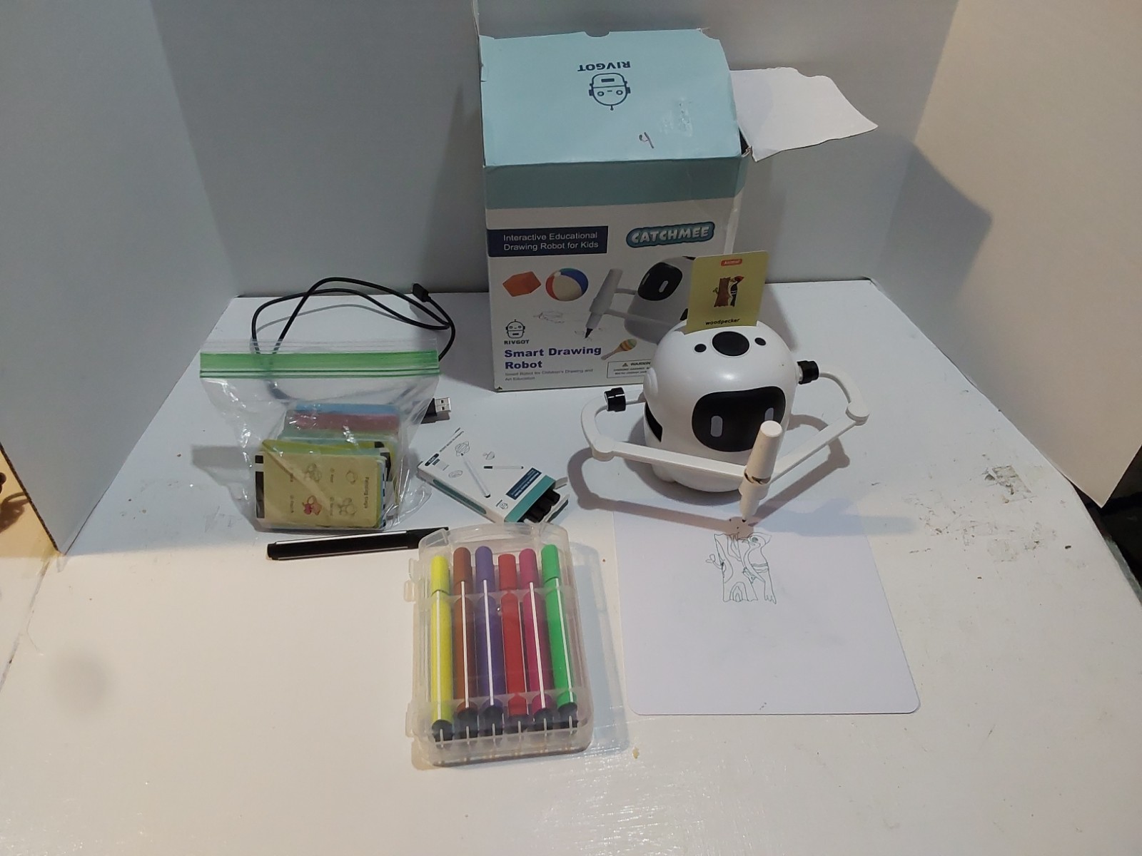 RIVSOR Smart Drawing Robot Educational Arts & Crafts Toy Kit w/ Markers & USB