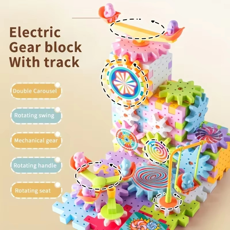Hot 83-263 PCS Electric Gears 3D Puzzle Model Building Kits Plastic Brick Blocks