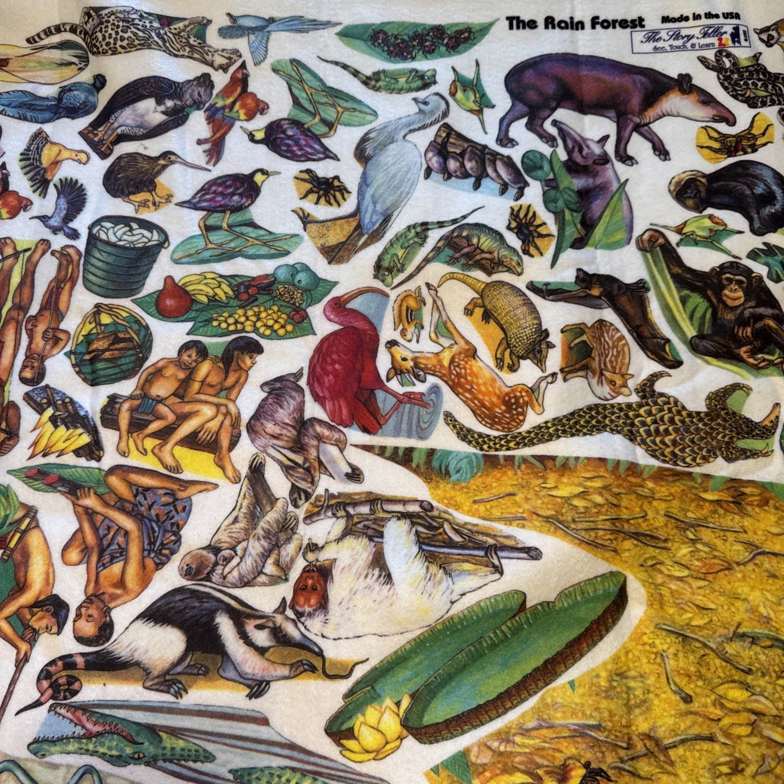 Story Teller Rain Forest Felt Flannel Board 38 X 28 w/Village Animal Set Spots
