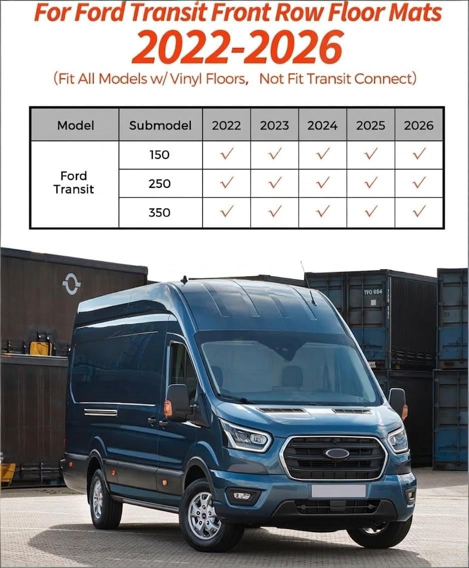 for Ford Transit Floor Mats 2026 2025 2024 2023 2022 | All Models w/Vinyl Not fo