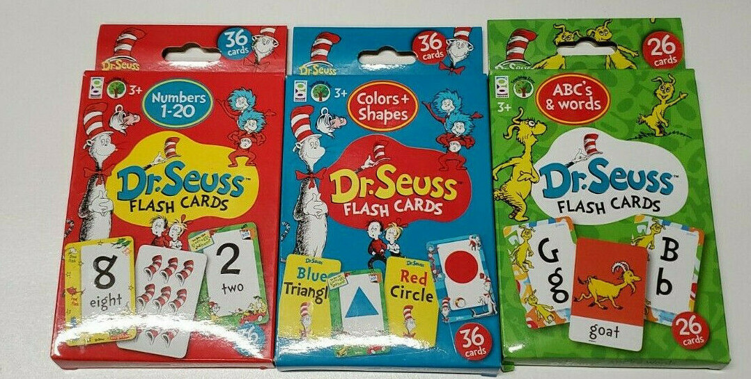 Dr. Seuss Flash Cards | Set of 3 | ABC’s & Words…Numbers 1-20..Shapes & Colors