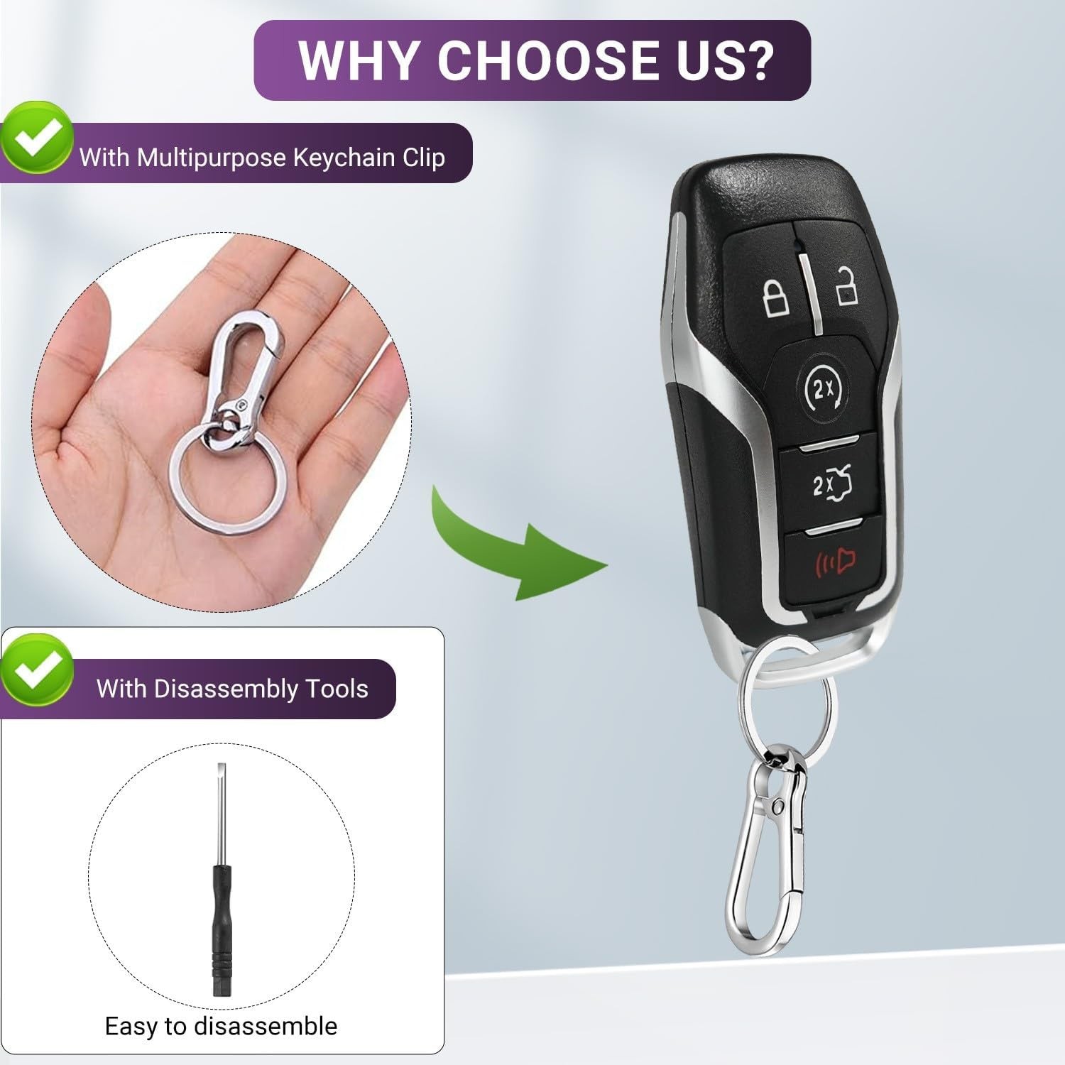 Key Fob Case for Ford F150 F250 F350 Mustang Explorer Edge Fusion Lincoln MKZ…
