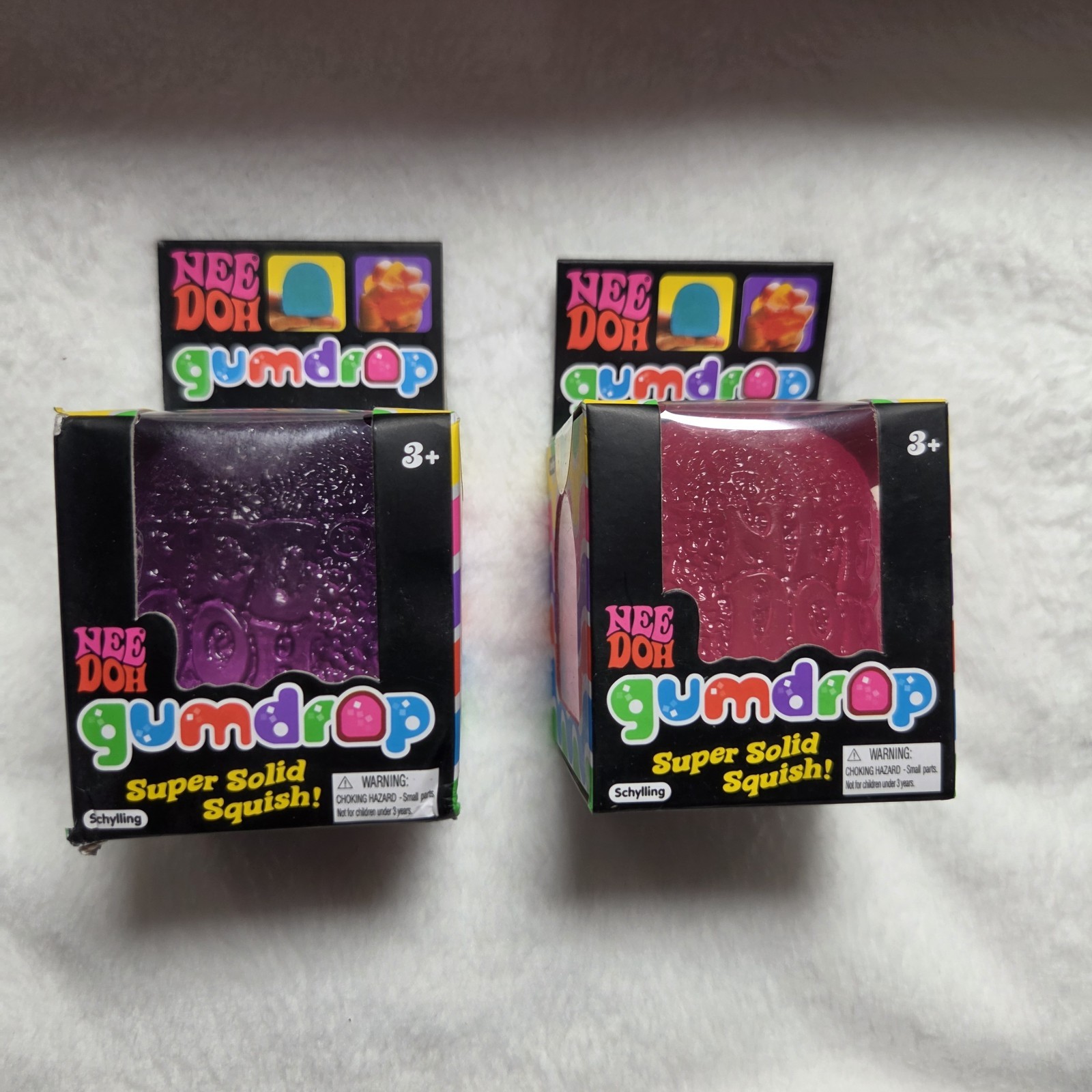 Authentic Schylling NeeDoh Gumdrop Super Solid Squish Lot of 2 Purple Pink New
