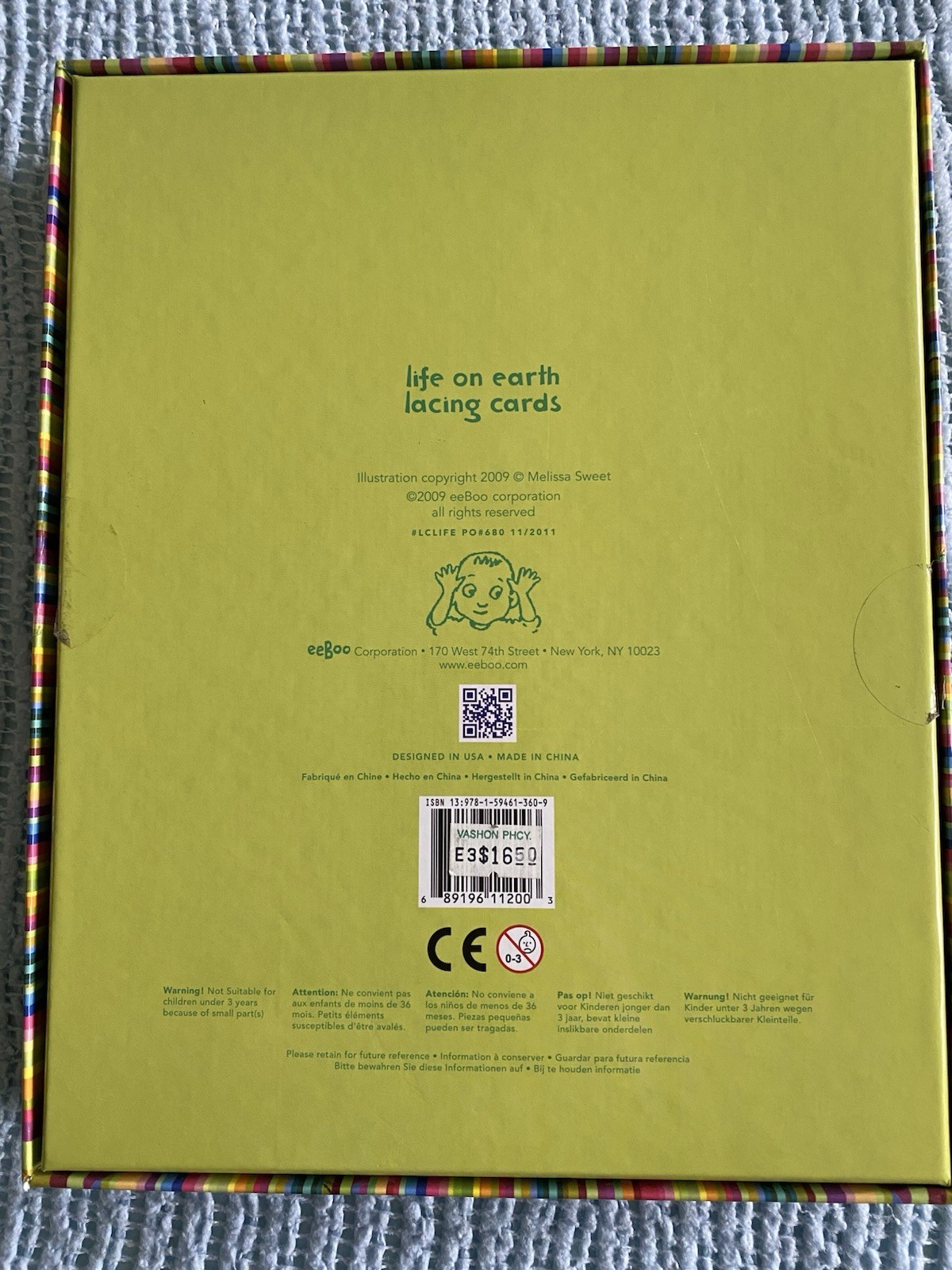eeBoo Life On Earth Lacing Cards NIB Complete Set