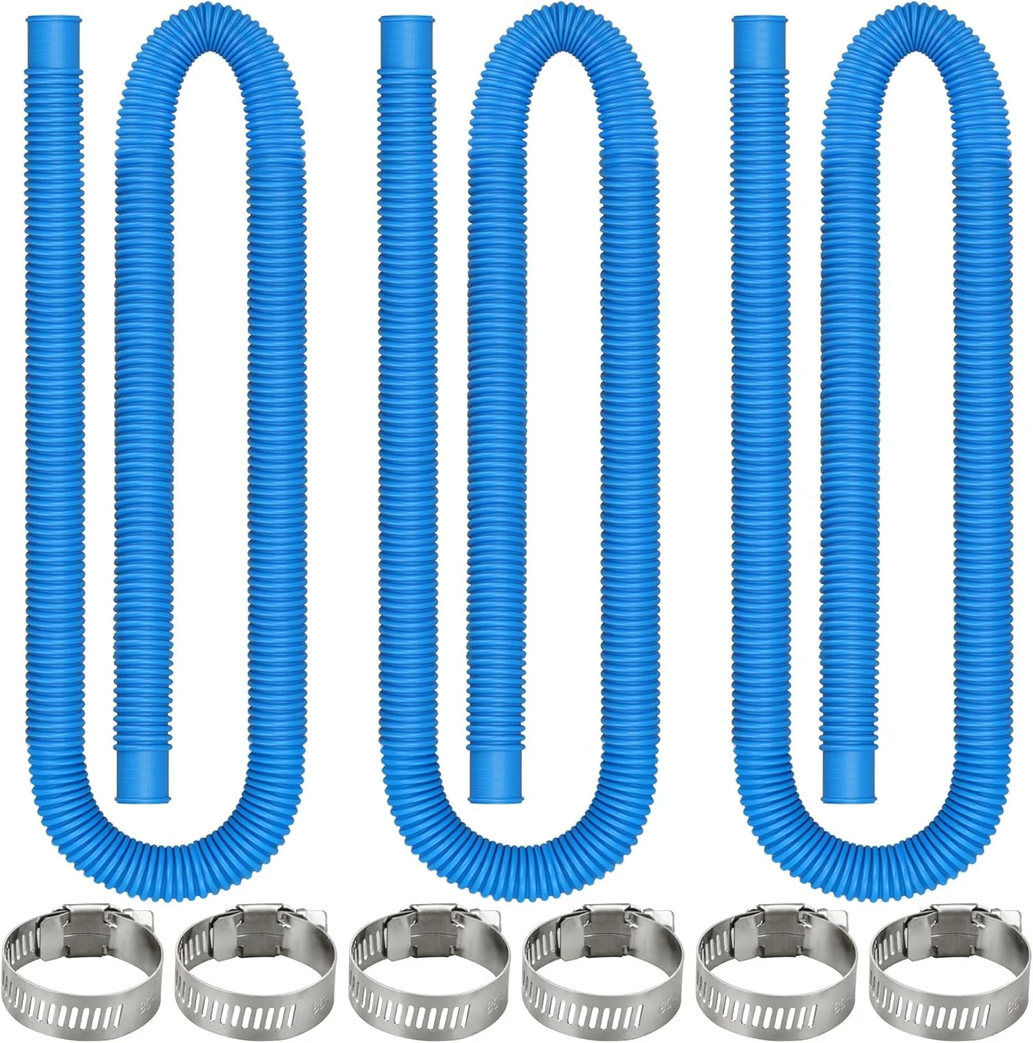 3 Pack Pool Hoses for Above Ground Pools 1.25 x 59 Inch Swimming Pool Pump Repla