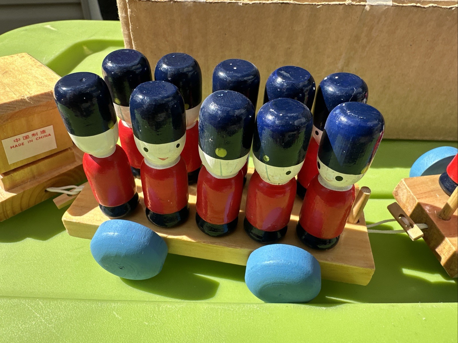 Vintage Wooden Toy Soldiers Counting Math Learning Pull String Train Chadwick