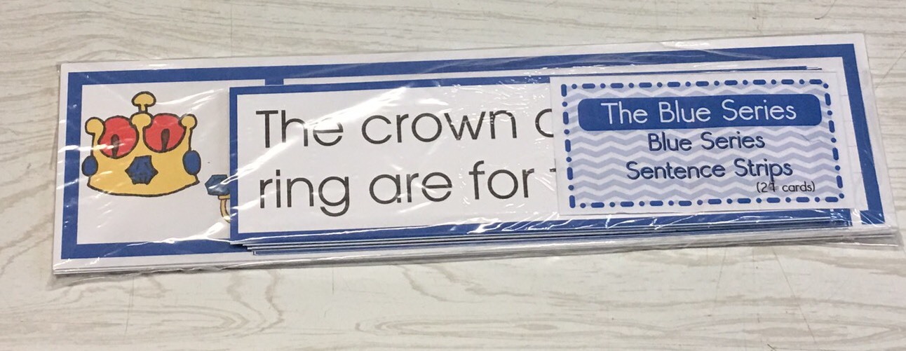 The Blue Series – Matching Sentences Strips (24 strips) Montessori