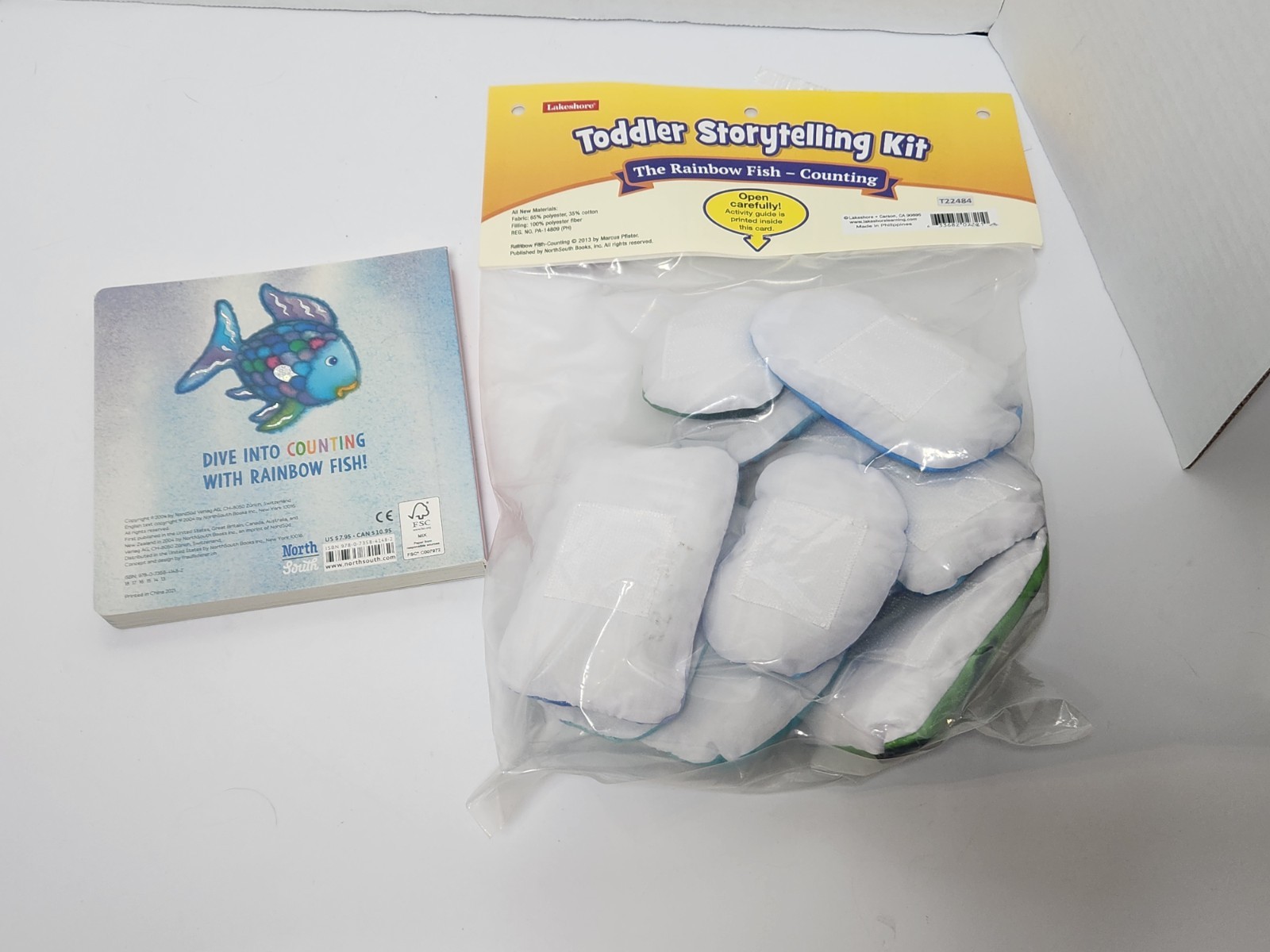 Lakeshore Toddler Storytelling Kit Rainbow Fish Counting Book Plush Pieces Set