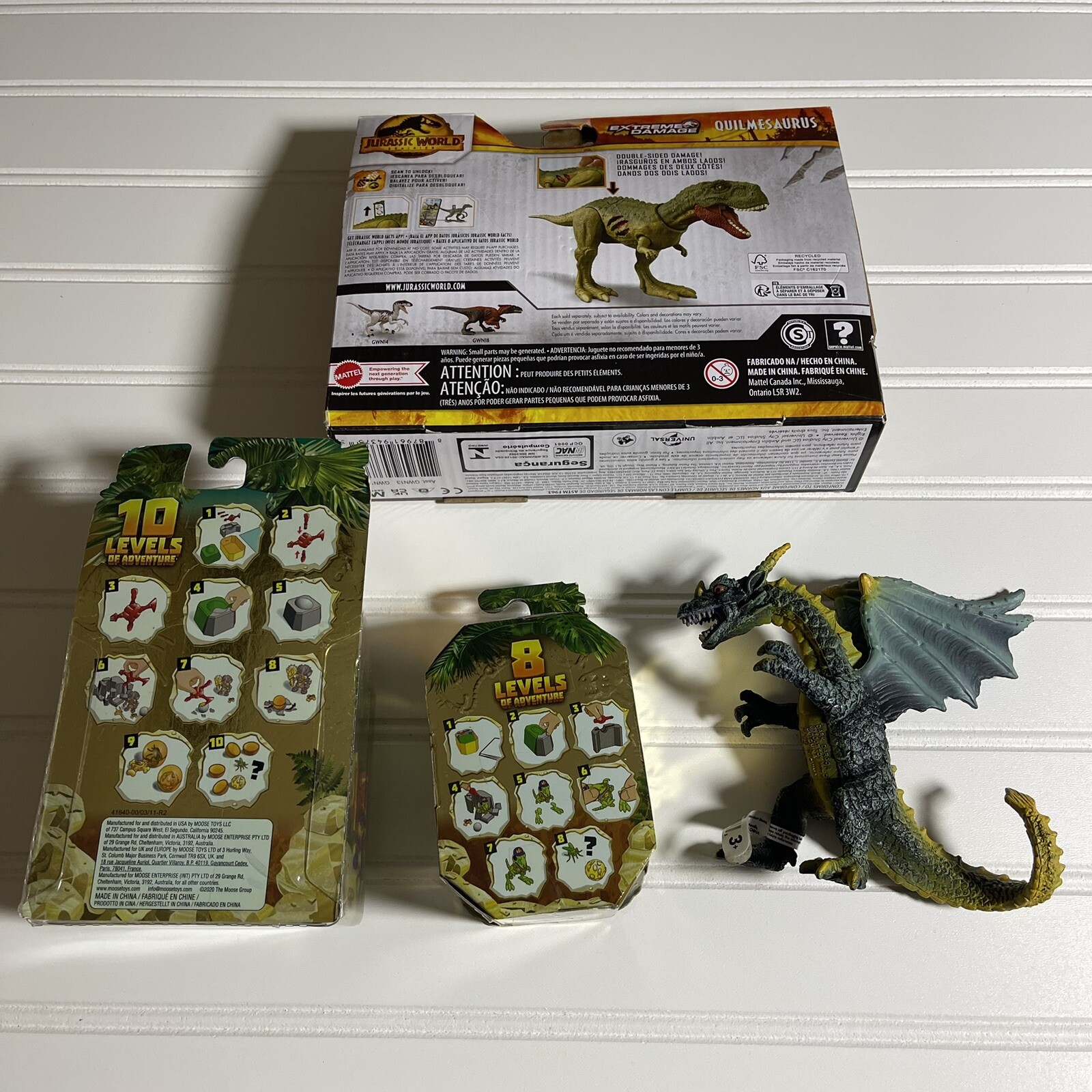 New Bundle of 4 Treasure X Dino Gold Dino Hunters, Jurassic W Quilmesaurus, Drag