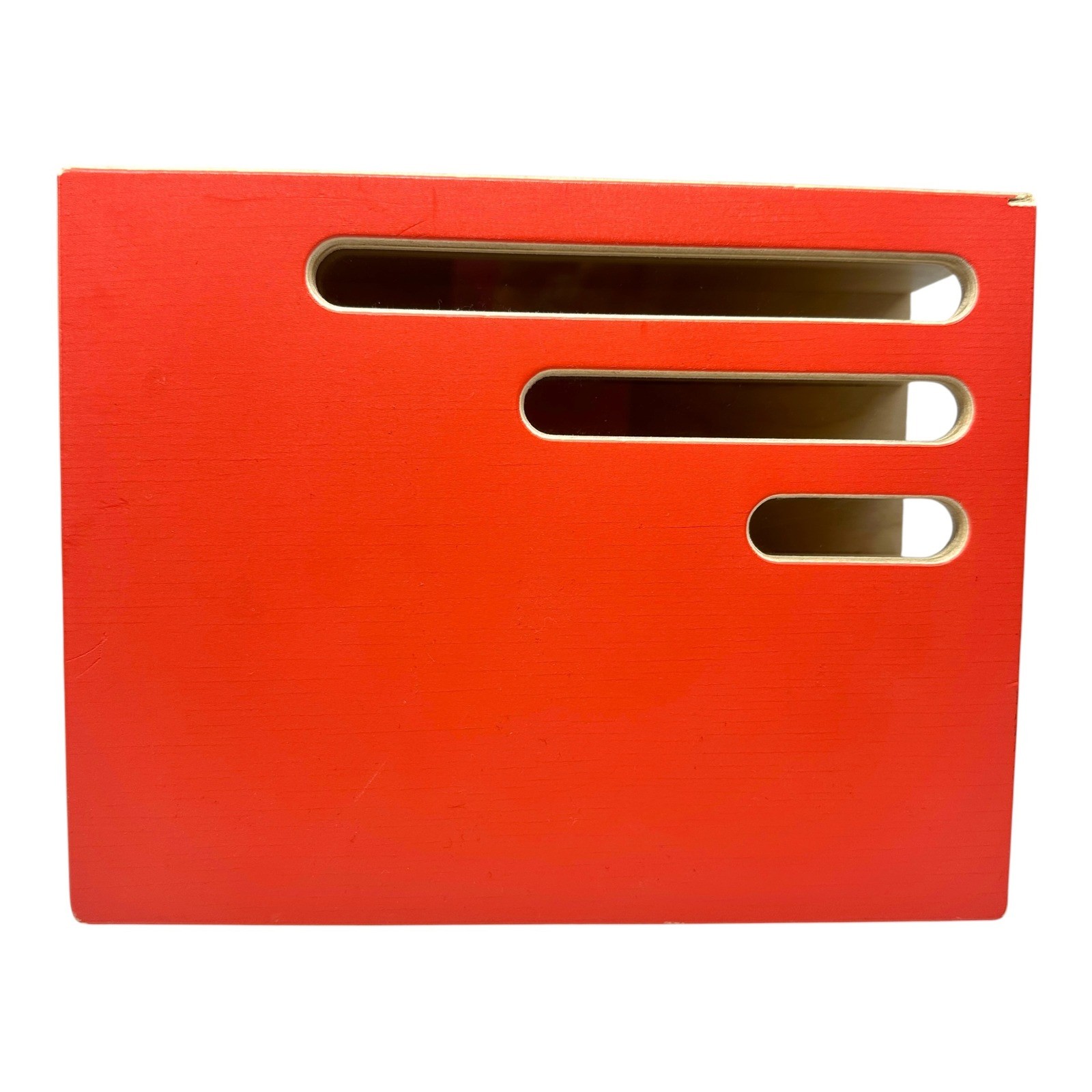 LOVEVERY Count & Slide Ring Chute Box Montessori Toddler Toy Red Natural Wood