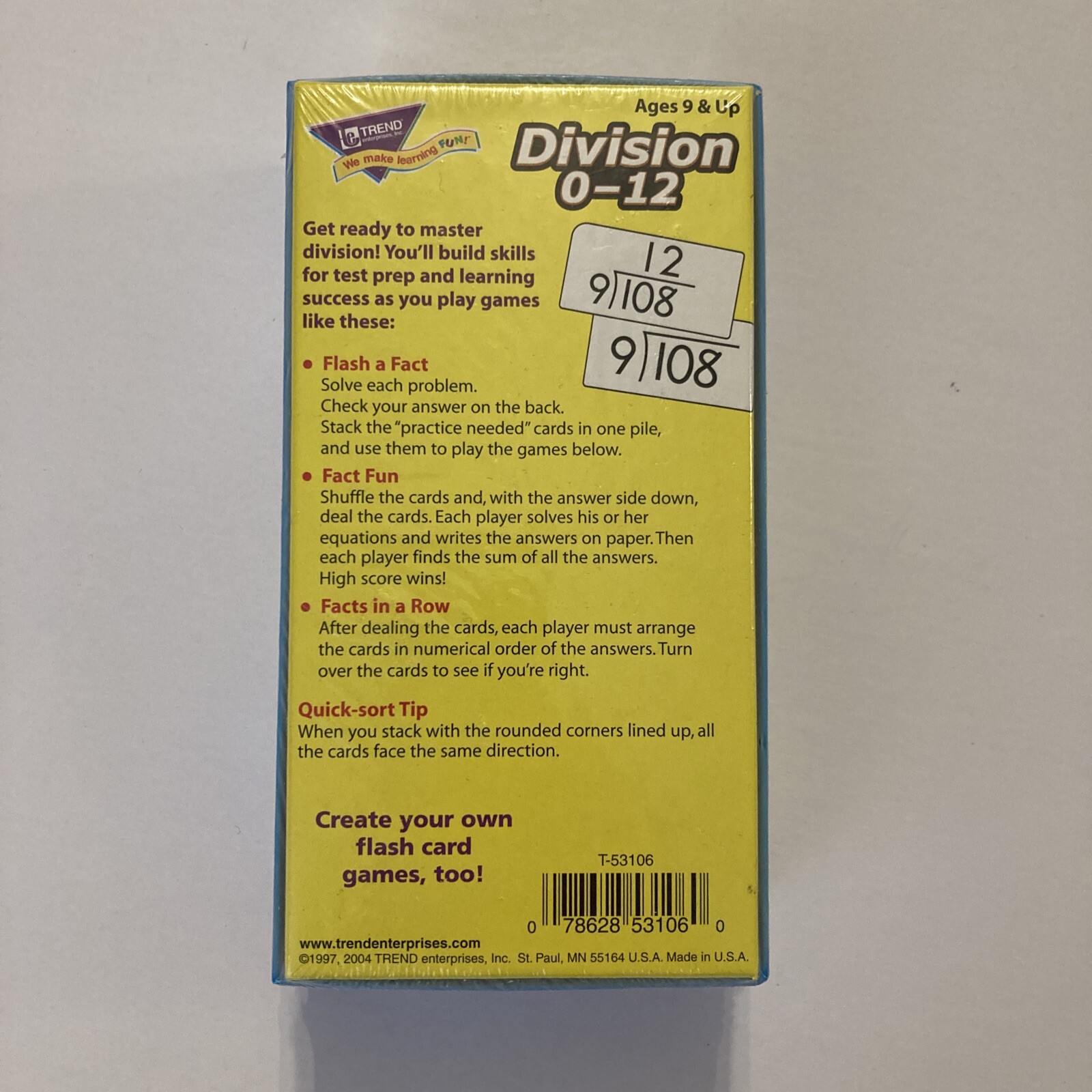 Trend Division Math Flash Cards, Set of 91