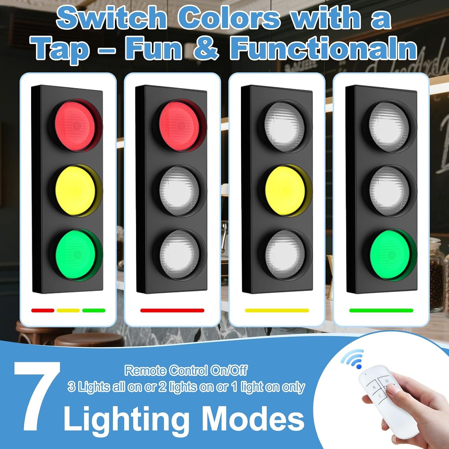 Remote Control LED Traffic Light Wall Lamp Easy Installation Decorative