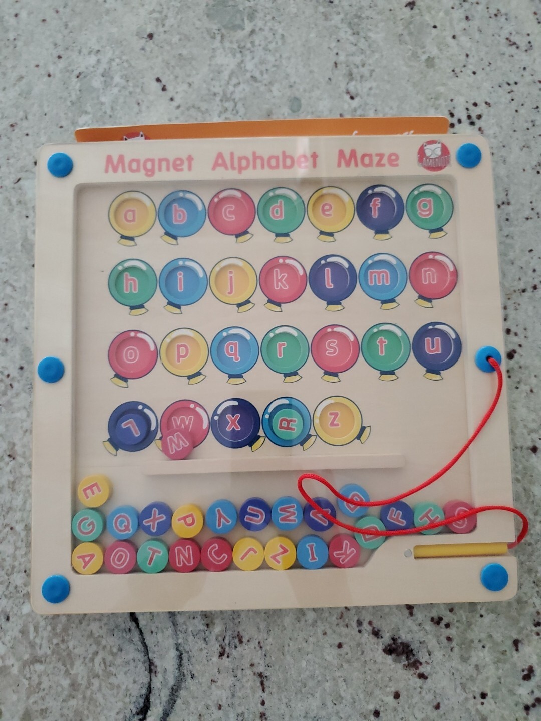 Gamenote Wood Alphabet Letters MAGNETIC MAZE 11″ EUC Montessori Educational