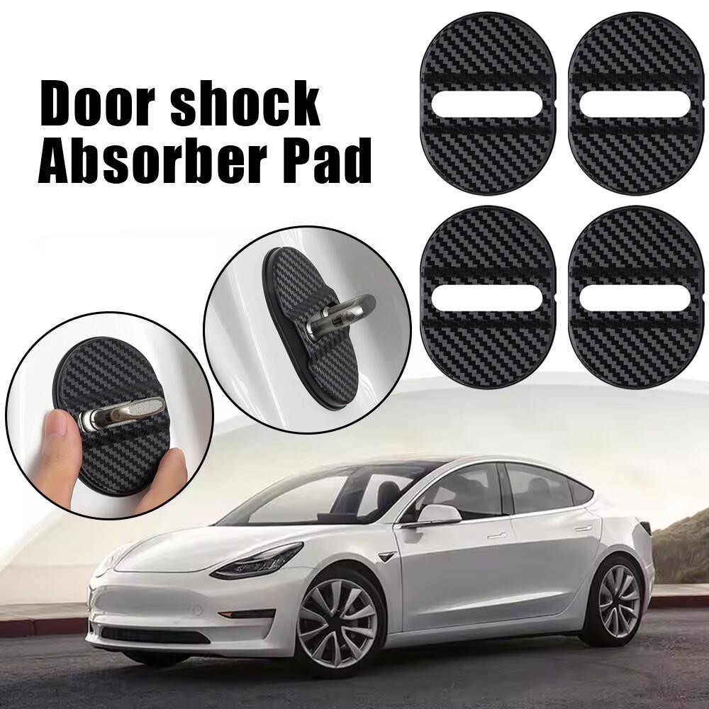 4x Black Carbon Fiber Plastic Car Door Lock Protective Cover Trim Accessories