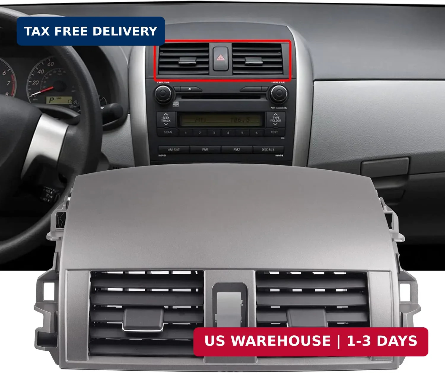 Dasbecan 55670-02160 Center Dash A/C Dashboard AC Air Vent Panel Console Trim Ou