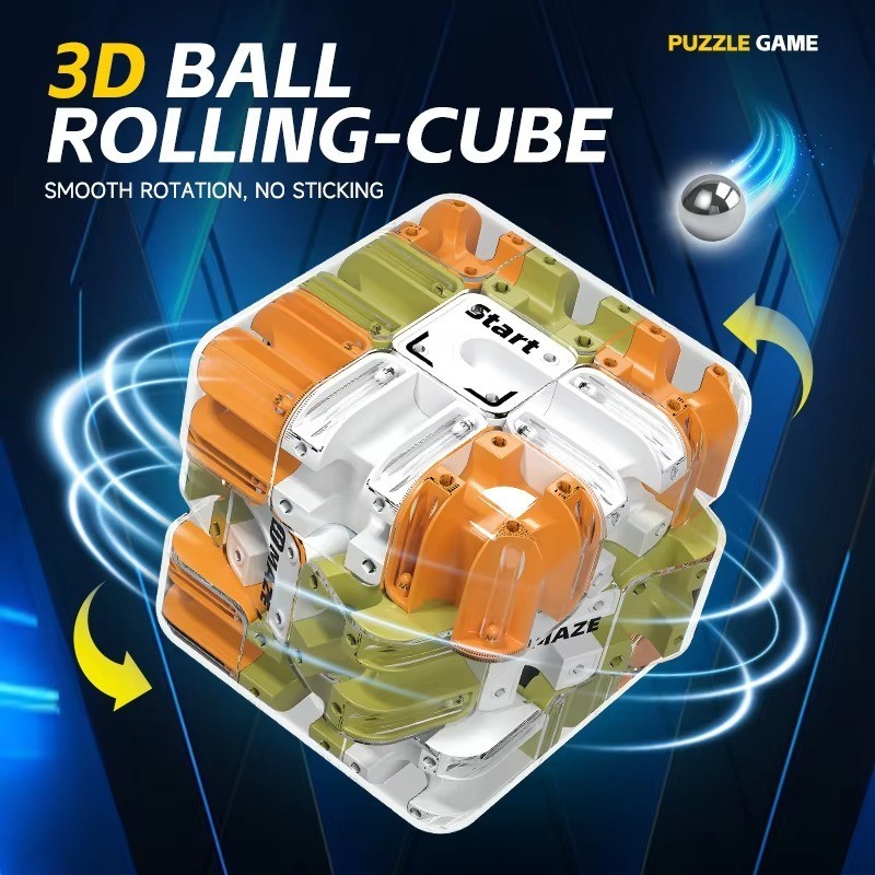 3D Labyrinth Puzzle Maze Cube – Engaging Brain Teaser Toy, Improve Spatial – NEW