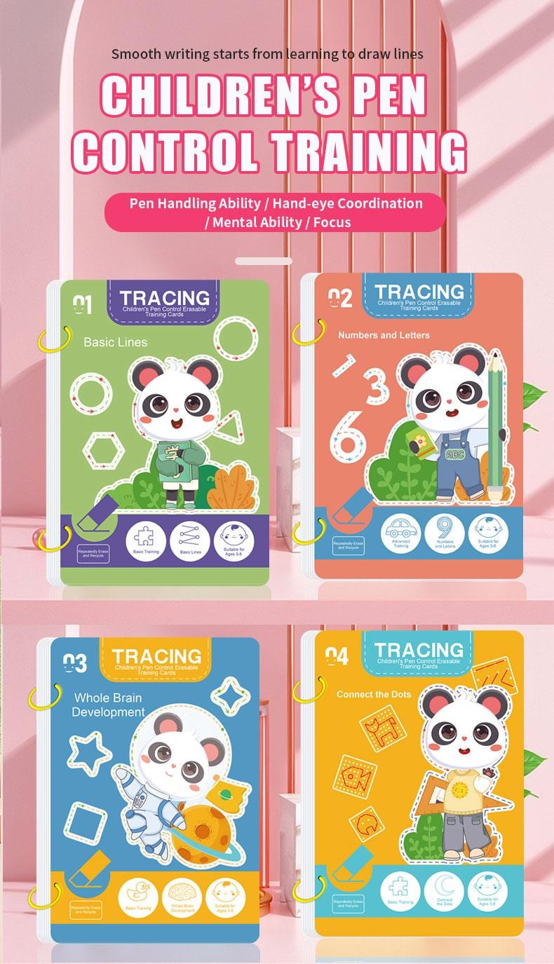 34 Page Childrens Reusable Workbook with Erasable Pen Early Learning Educational