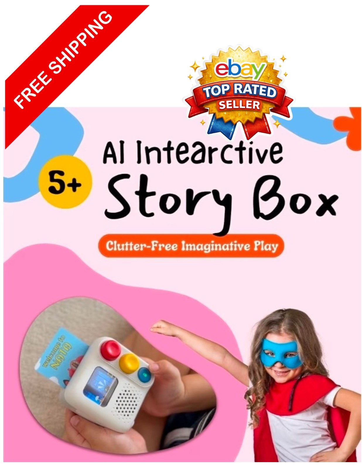 Chechirp Box AI-Powered Audio Player For Kids Aged 4-12+ Voice-Led Game Console