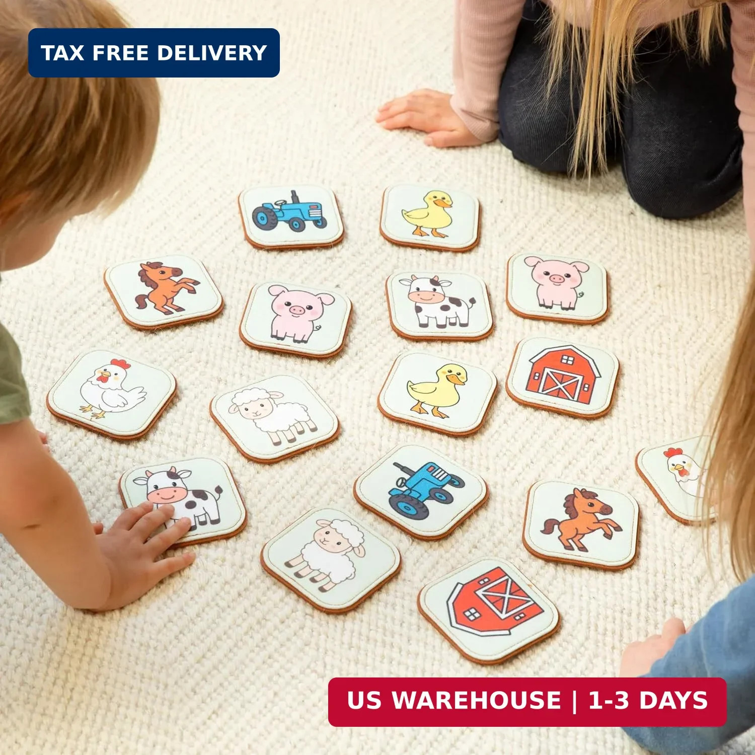 Felt Farm Matching Game for Toddlers – Farm Animal Memory Game & Flash Cards – S