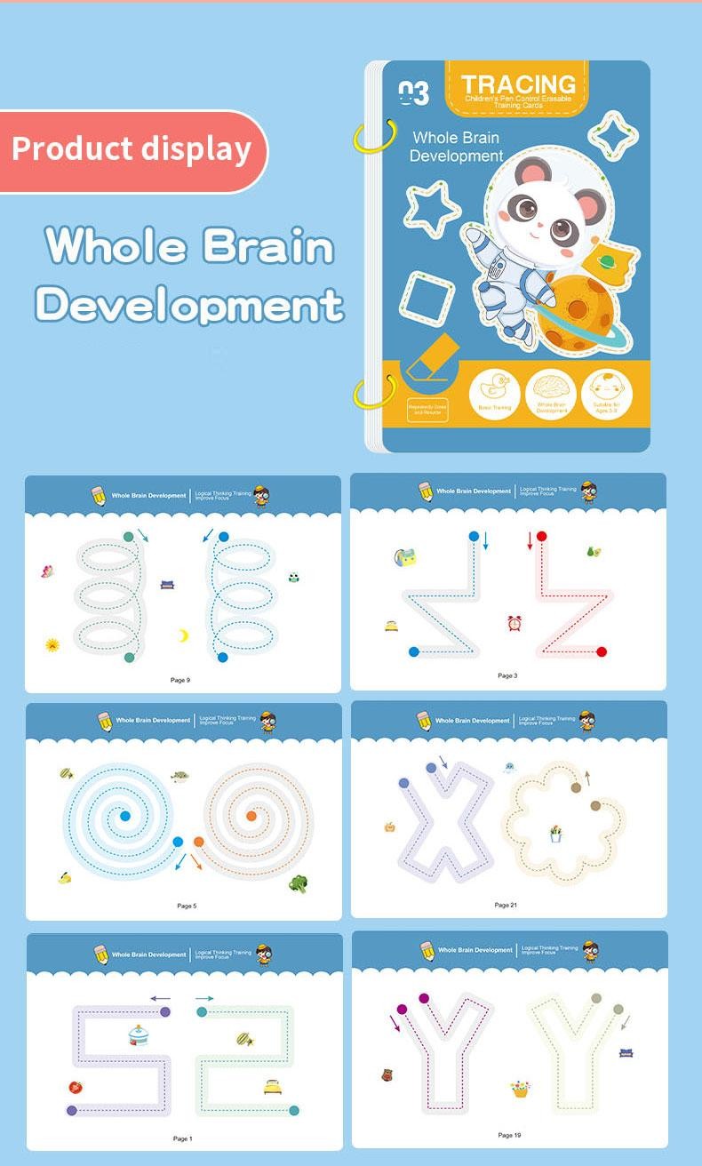 34 Page Childrens Reusable Workbook with Erasable Pen Early Learning Educational