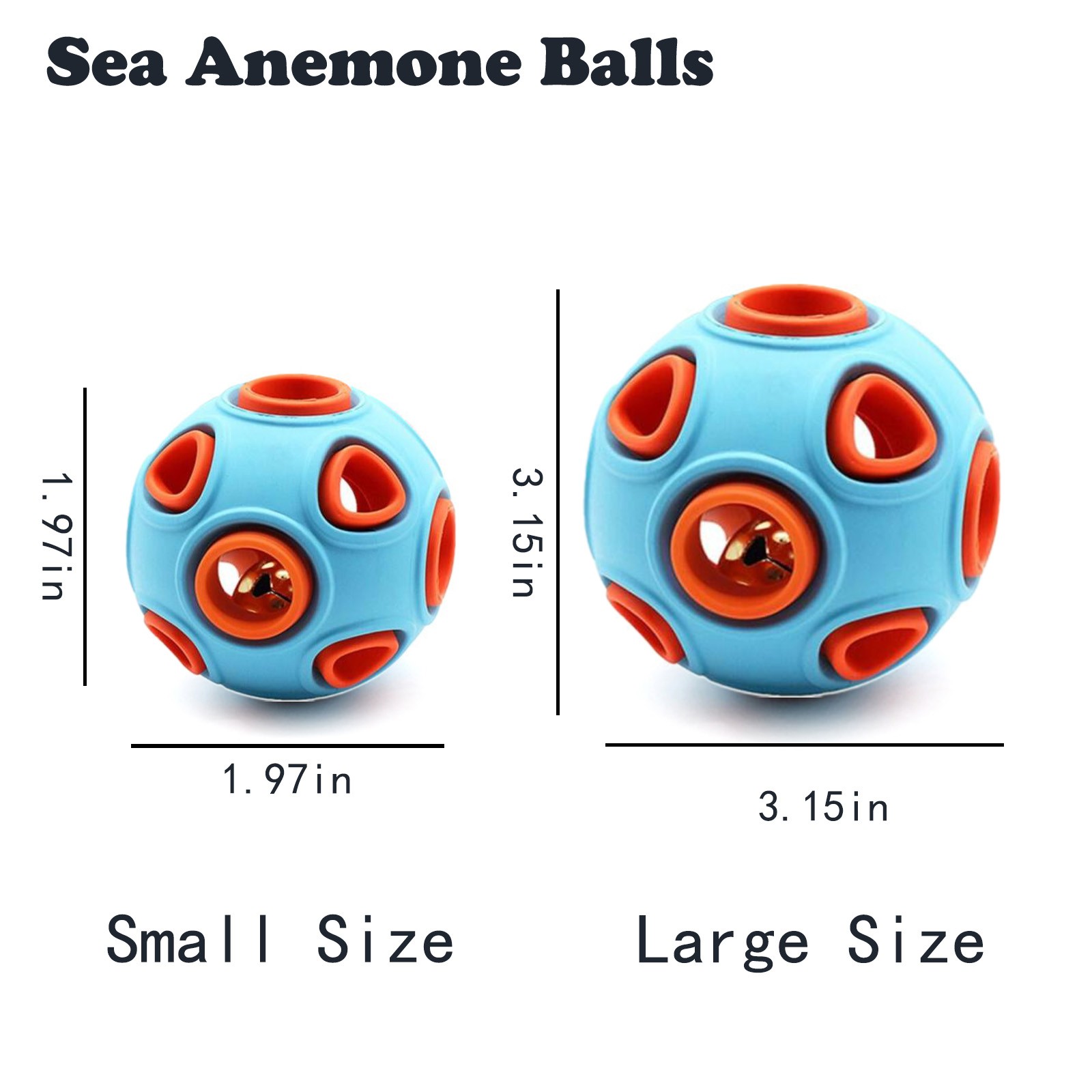 Dog Rubber Ball With Bell Sound, 2-Pack, Interactive Pet Chew Toy For Puppies An