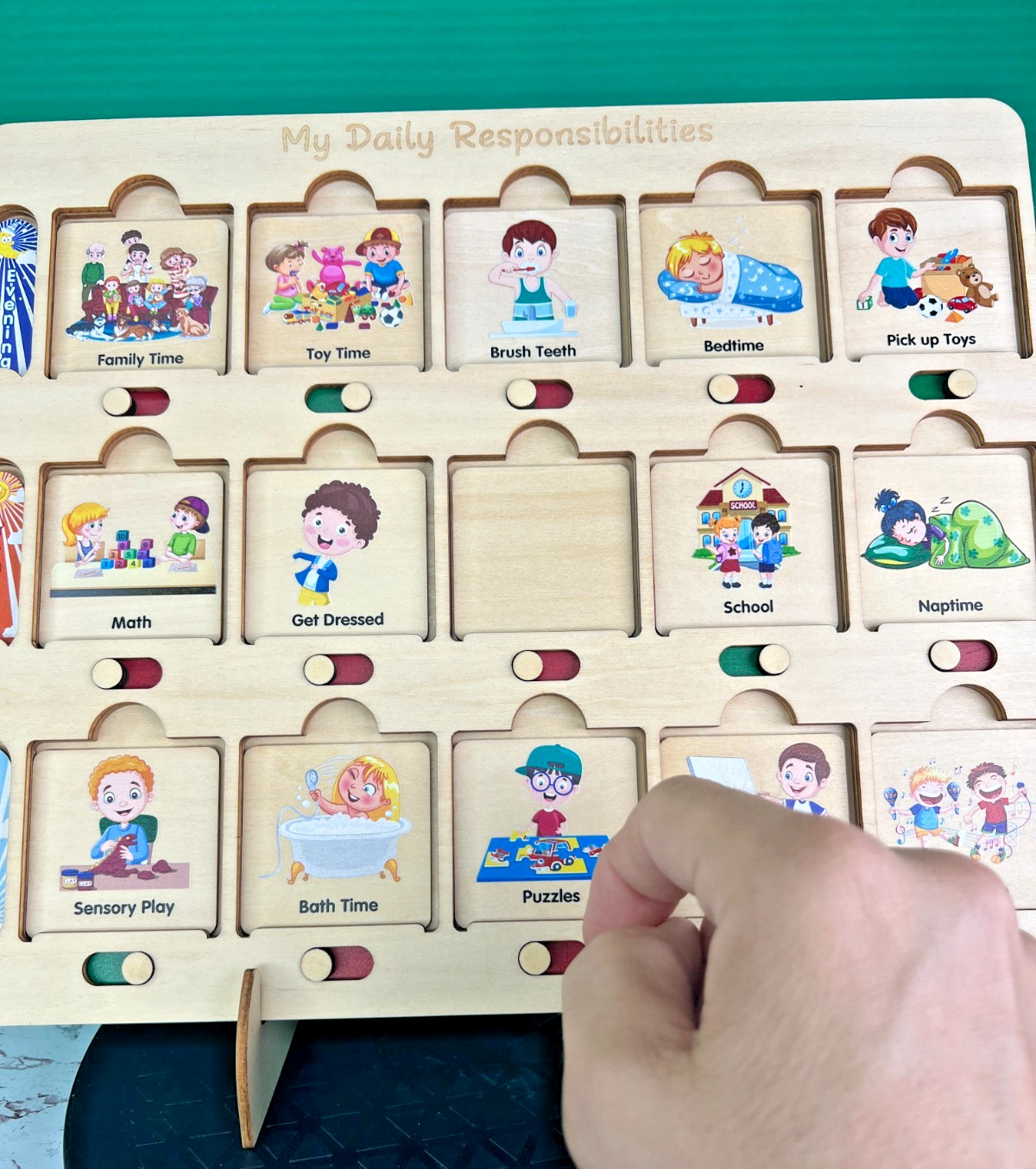 Wooden Montessori Daily Responsibilities Chart Routine Board for Toddlers Kids