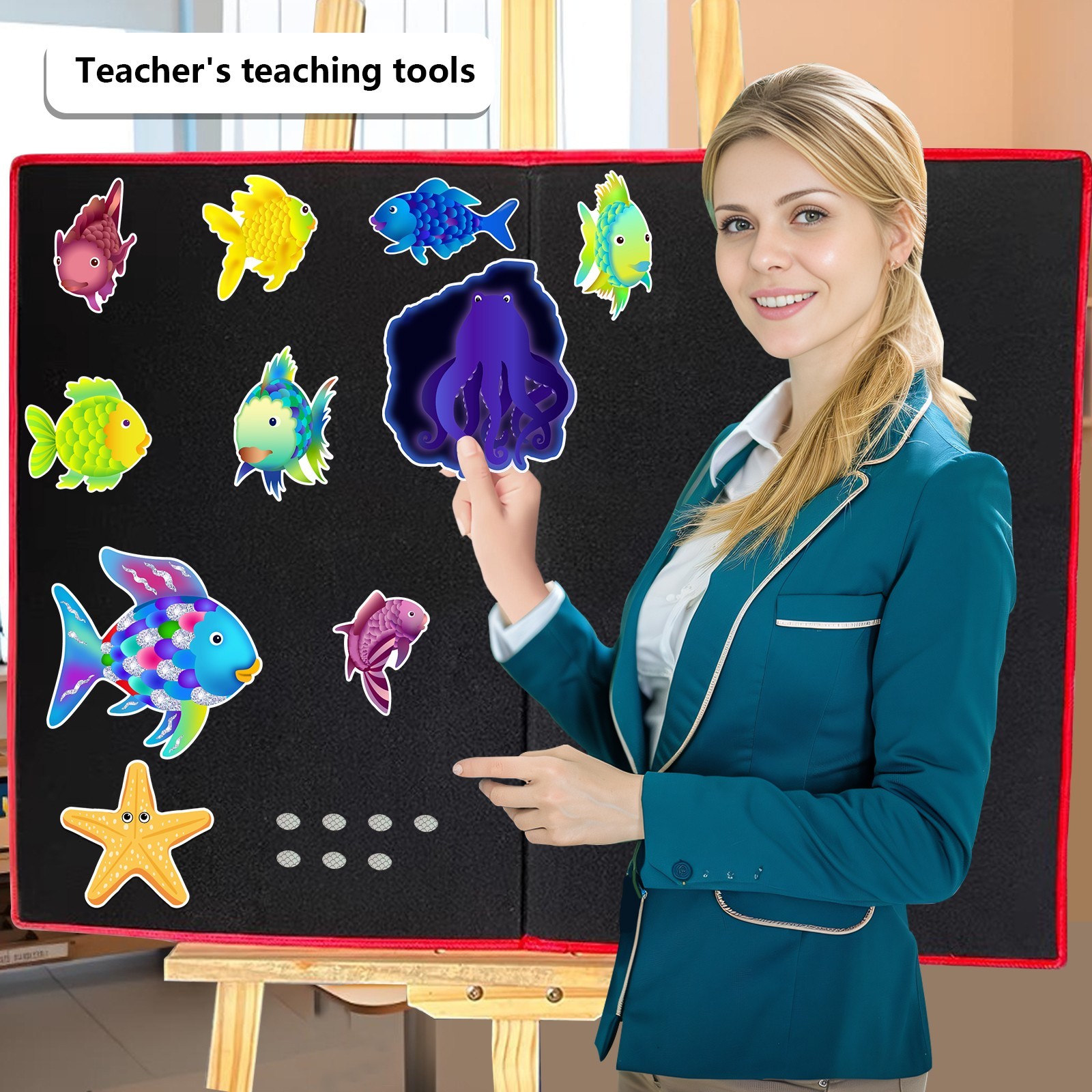 Rainbow Fish Felt Story Set 16-Pcs Flannel Board Educational Toys Preschool Kids