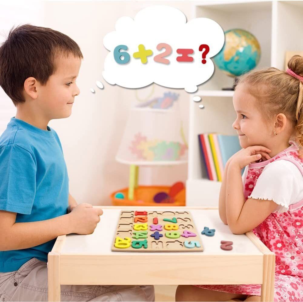 Wooden Alphabet Letters Numbers Learning Educational Jigsaw Puzzle Kids Baby Toy