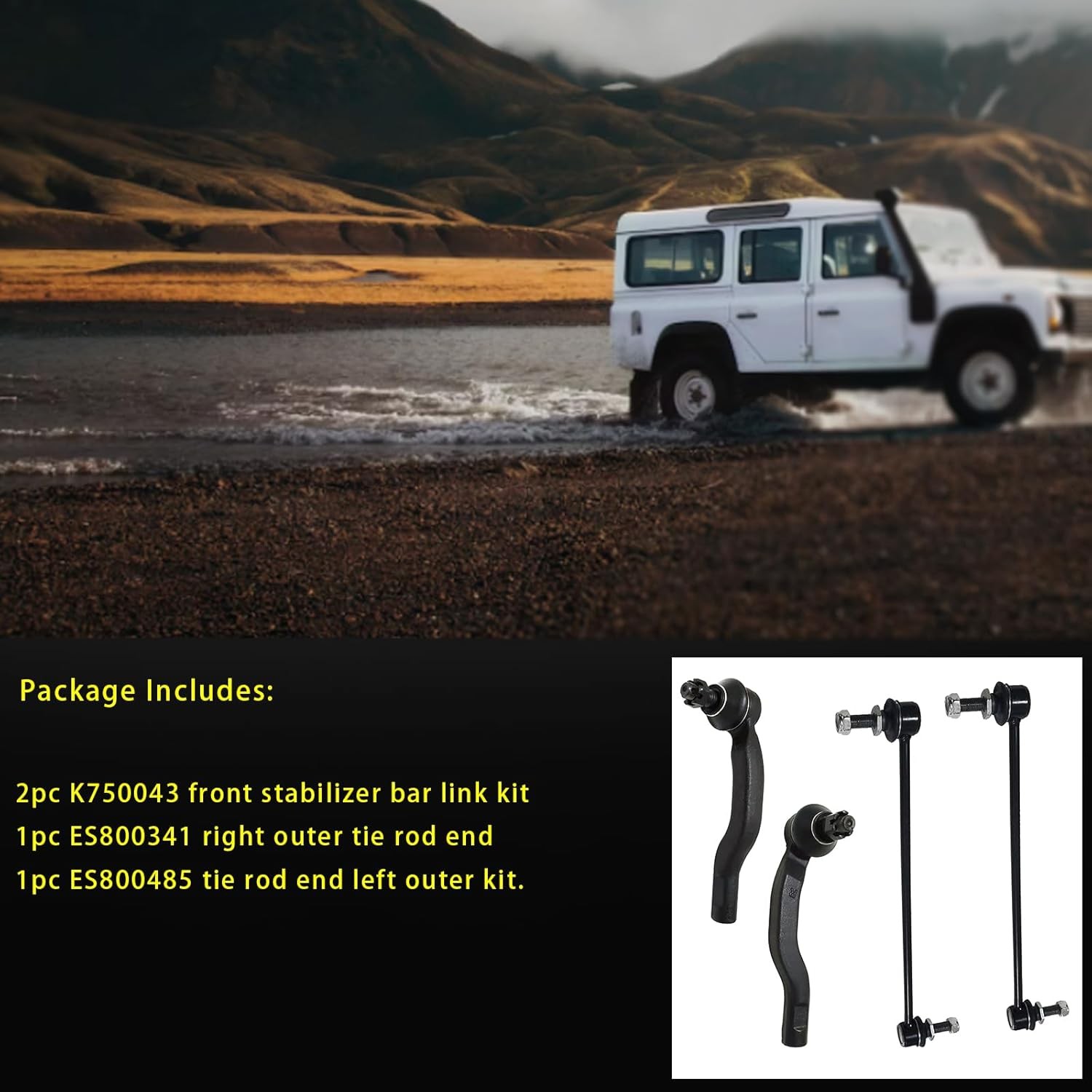 4pc Front Sway Bar End Links and Outer Tie Rod End Kit K750043 ES800341 ES800485