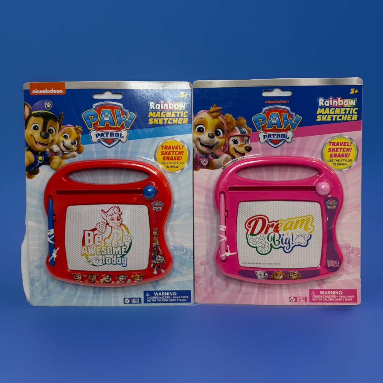 Paw Patrol Rainbow Magnetic Sketcher Set – 2 Pack Travel Drawing Boards Kids