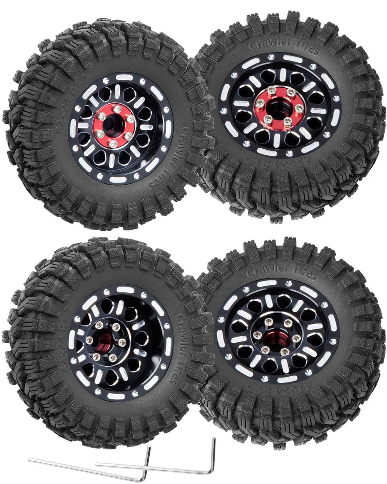 RC 1.2 Tires & 1.2 Beadlock Wheels Adjustable 4 Offsets Rims for 1/18 TRX4M R…