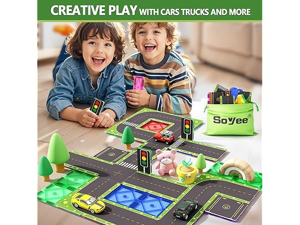 Magnetic Tiles Road Toppers Set Building 32 Tiles STEM City Construction