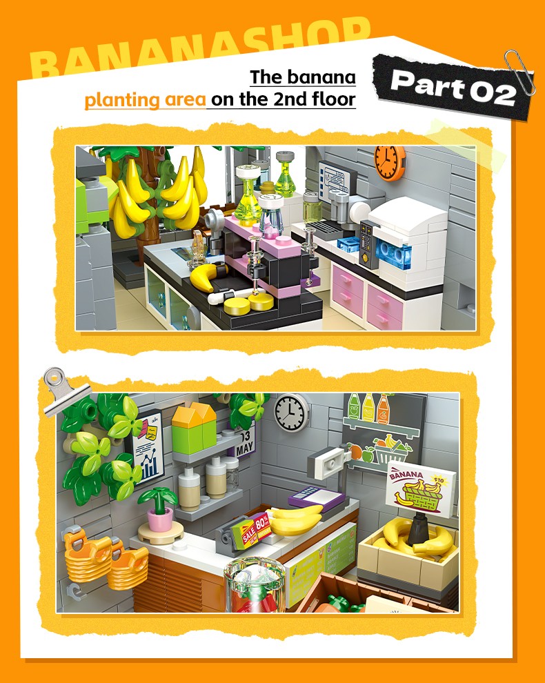 Banana Shop City Building Street Scene Building Block Set