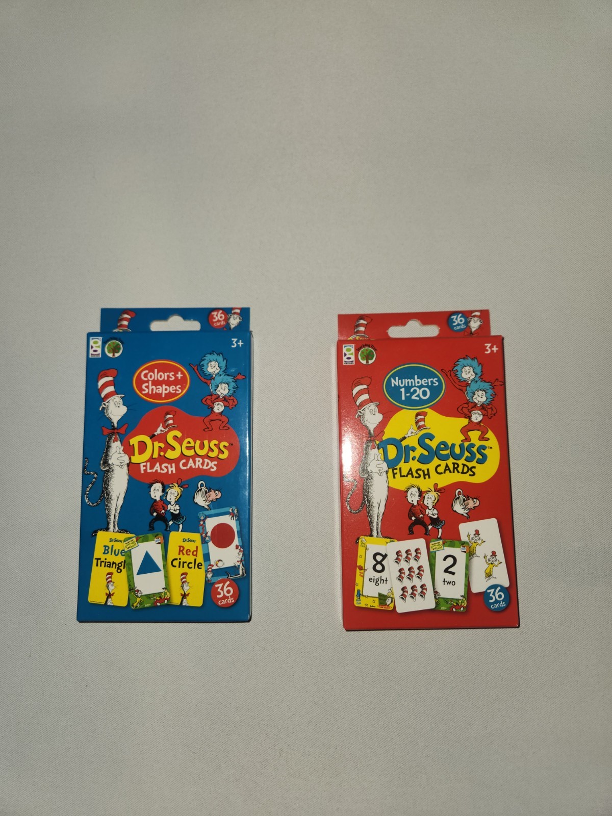 Dr. Seuss Colors And Shapes and Numbers 1-20 Kids Flash Cards 2 Boxes Both New