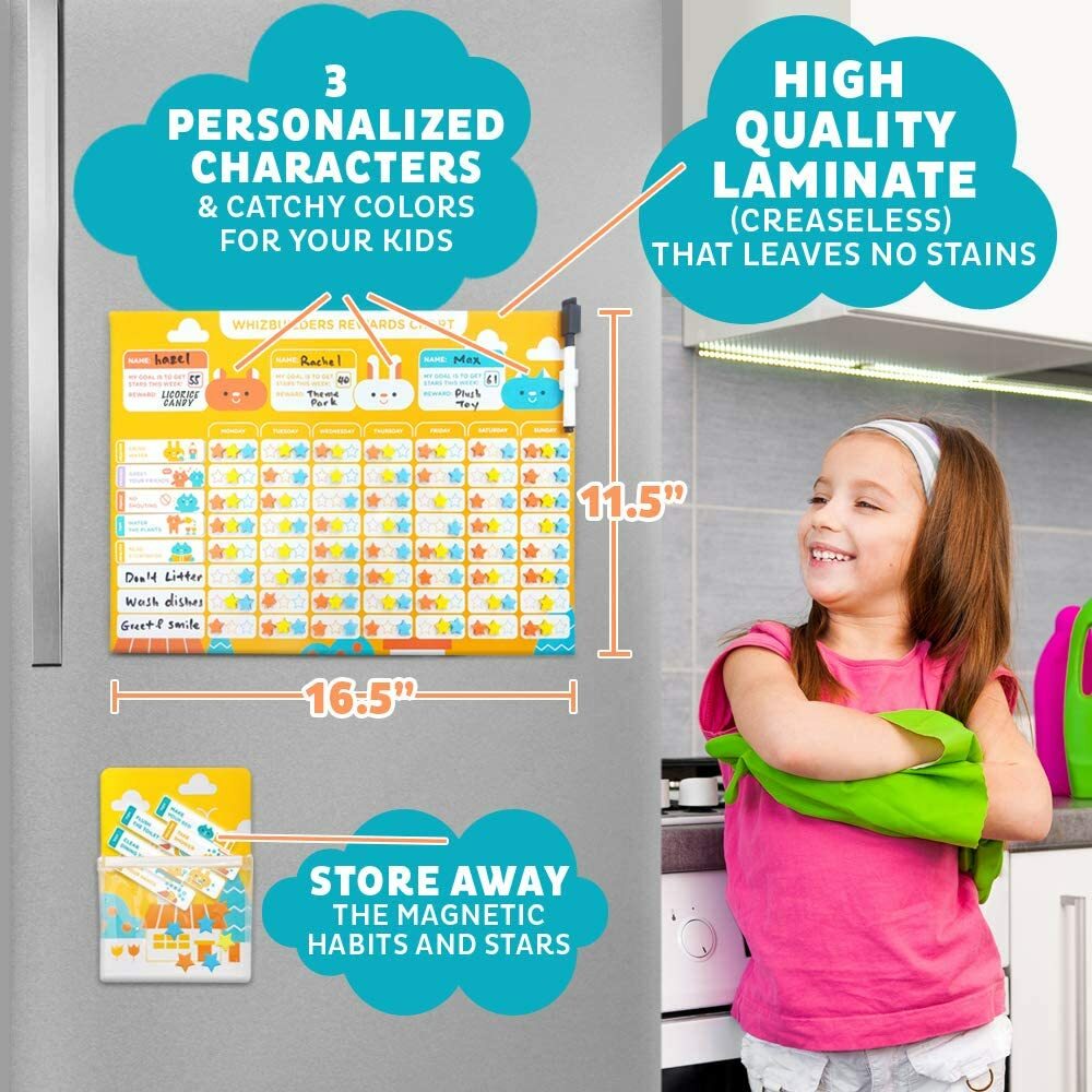 Behavior Chore Reward Star Chart with Magnetic Stickers for Toddler Training