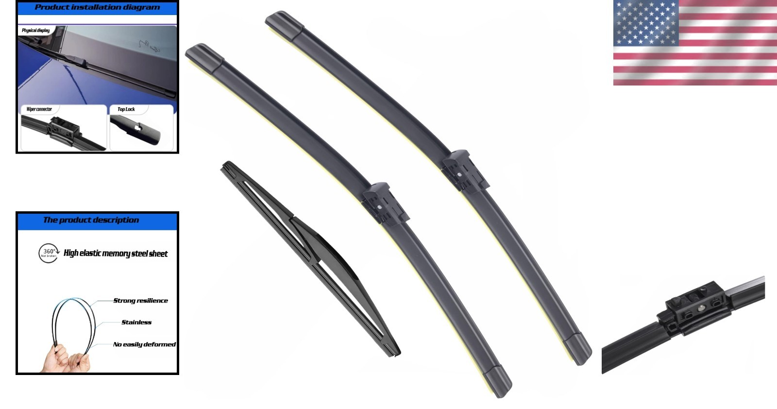 Equipment Replacement Front and Rear Windshield Wiper Blades For Merced