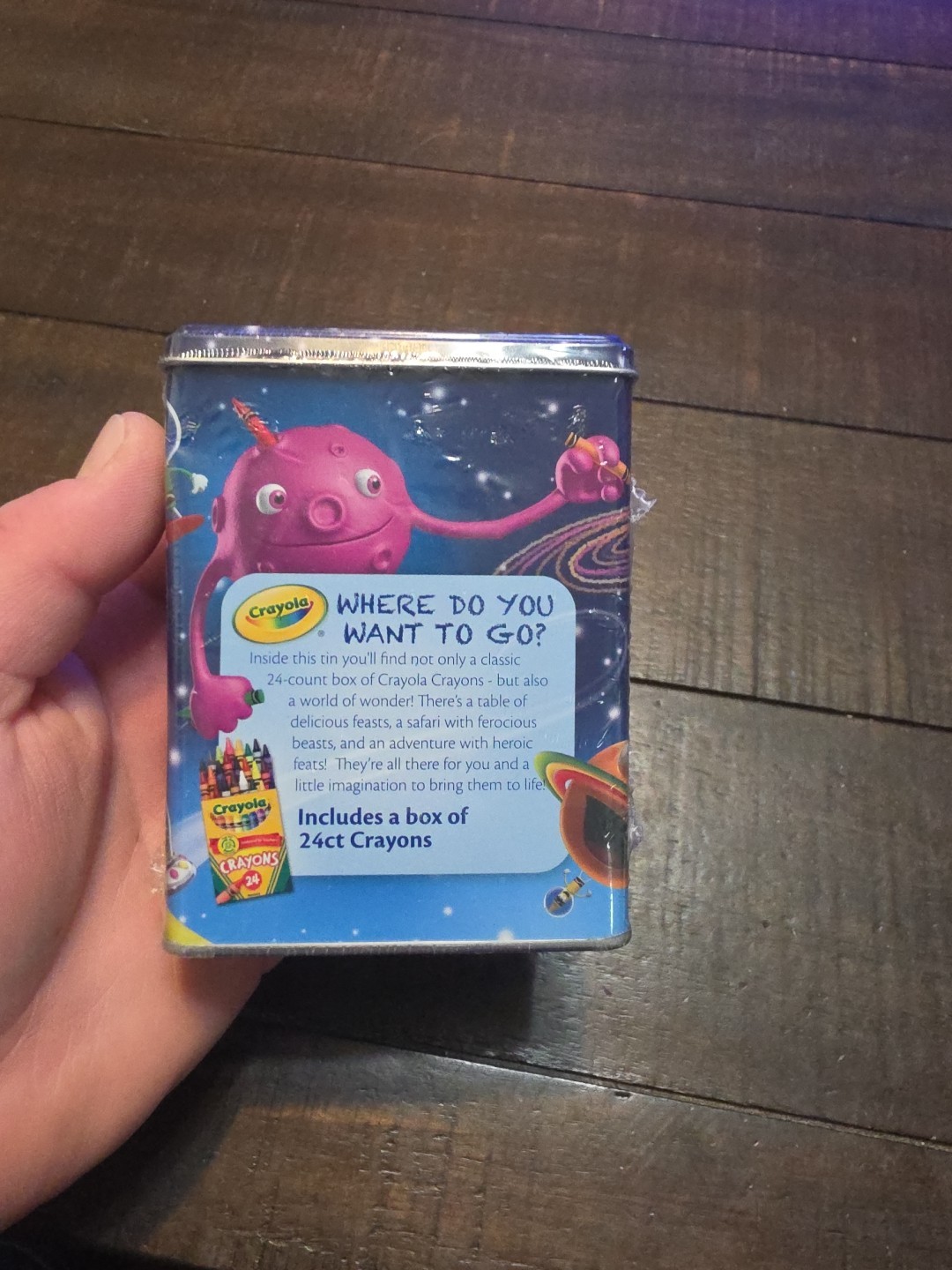 NEW! Crayola 24 Crayons Imagination Space Theme Tin With Crayons