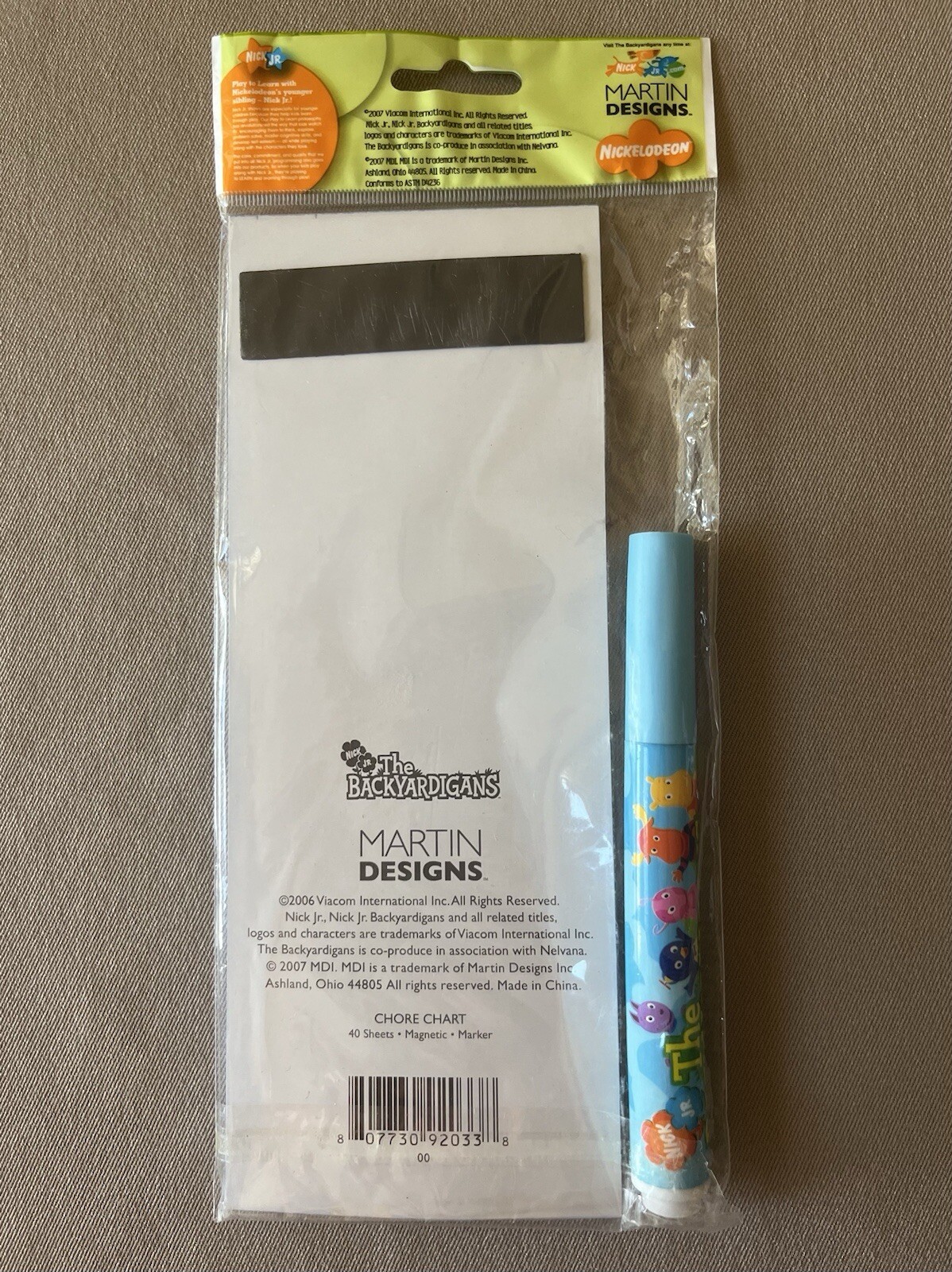 The Backyardigans Magnetic Chore Chart & Marker~3 1/4” X 8 1/2”, New In Package