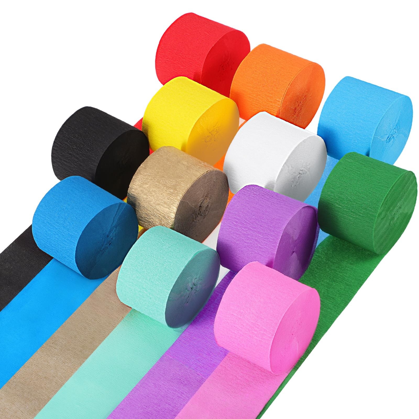 Party Crepe Paper Streamers 12 Rolls 1.77 Inch x 82 Ft/Roll, multicolor